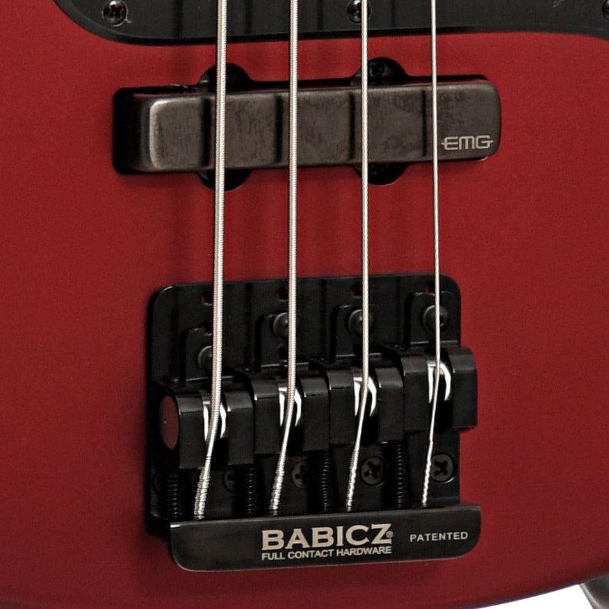 Bridge and bridge pickup of ESP LTD AP-4 4-String Bass, Candy Apple Red Satin
