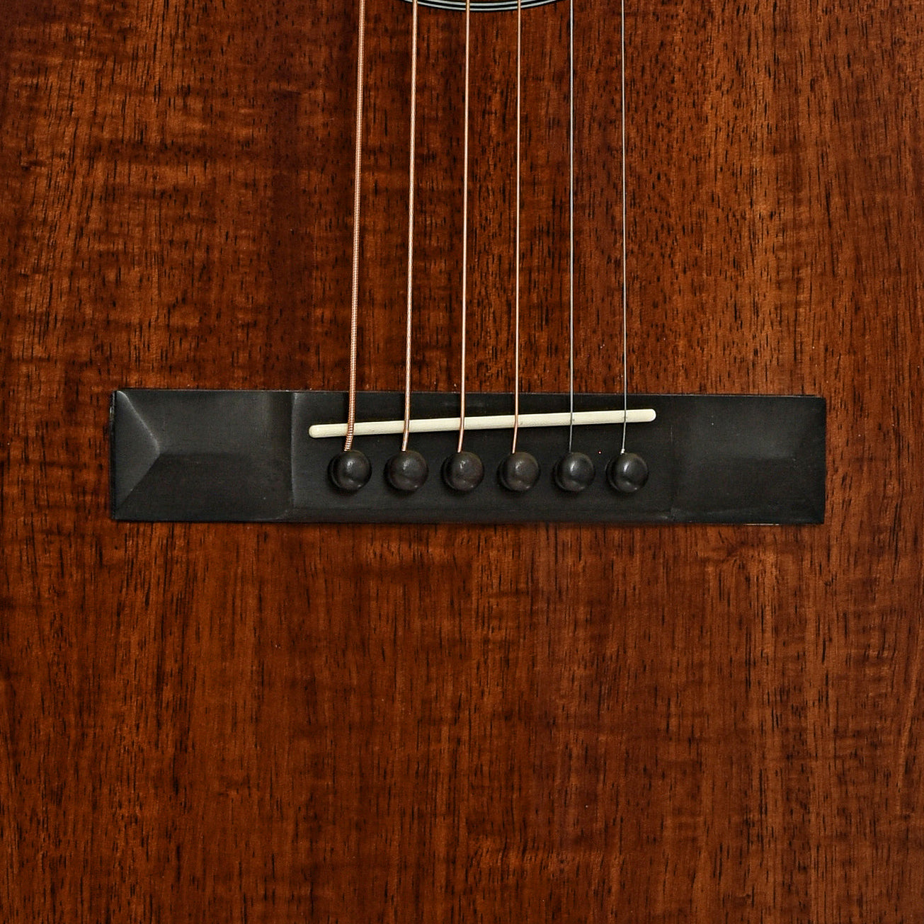 Bridge of Recording King Koa 00 Cutaway Acoustic Guitar