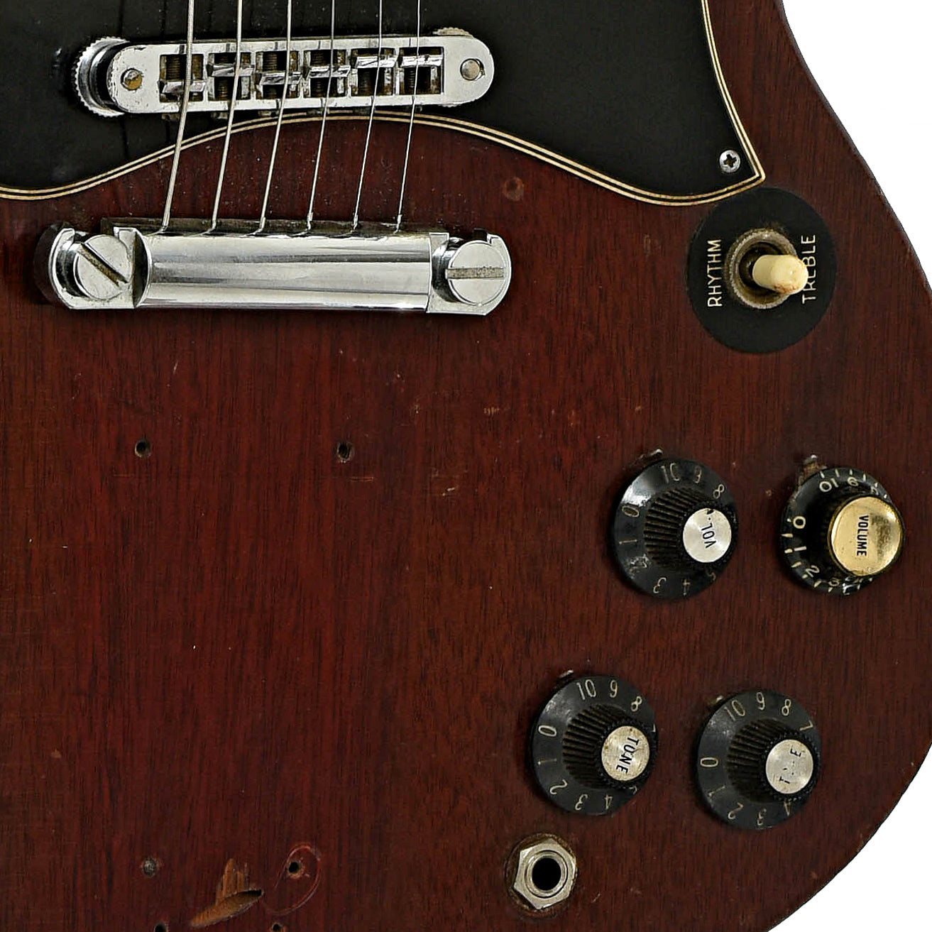 Bridge and controls of Gibson SG Standard Electric Guitar 