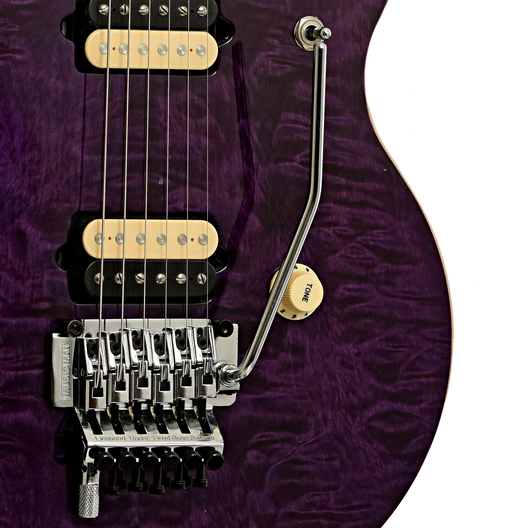 Bridge and controls of Ernie Ball Music Man Eddie Van Halen Signature Model 