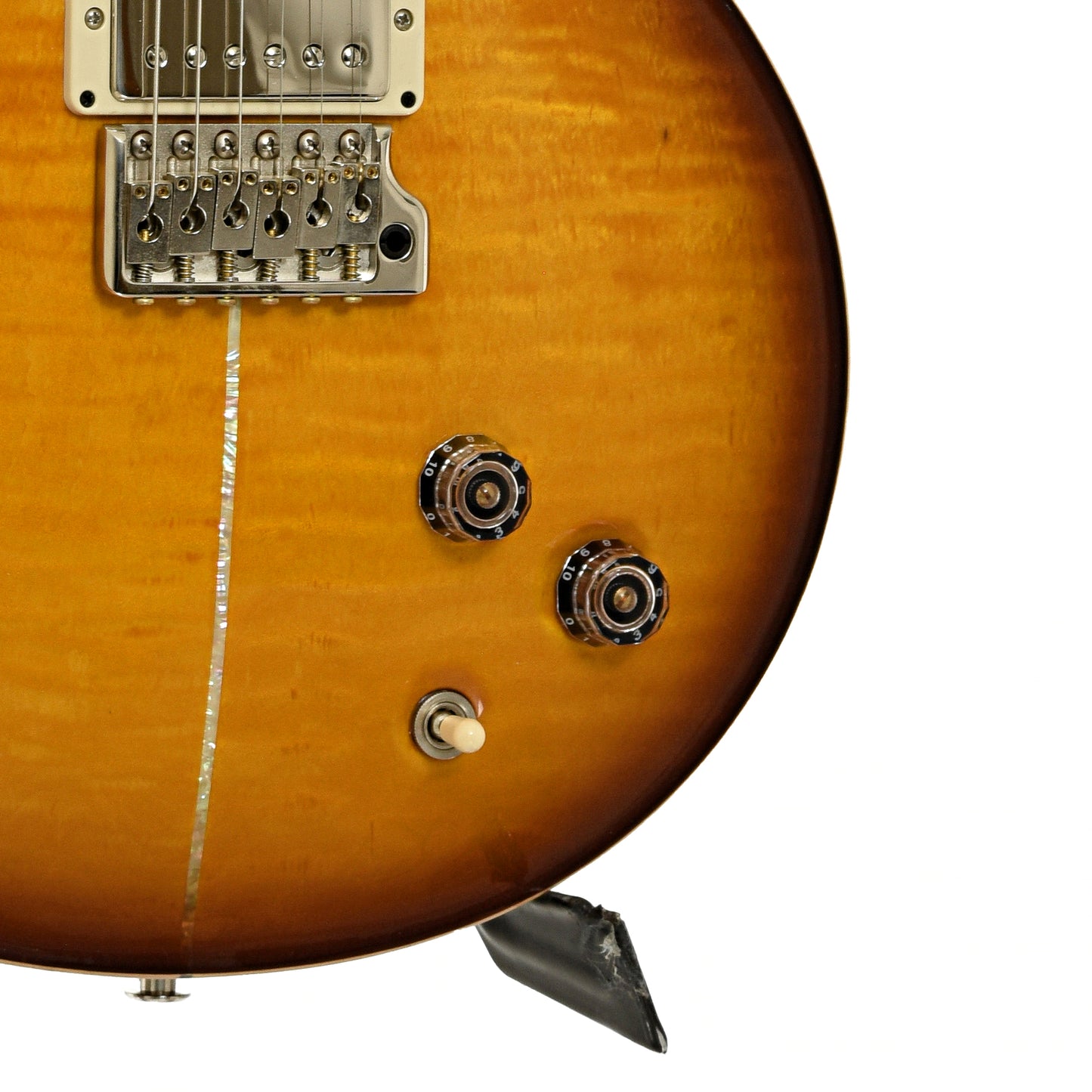 Bridge and controls of PRS Santana Signature Retro 10 Electric Guitar