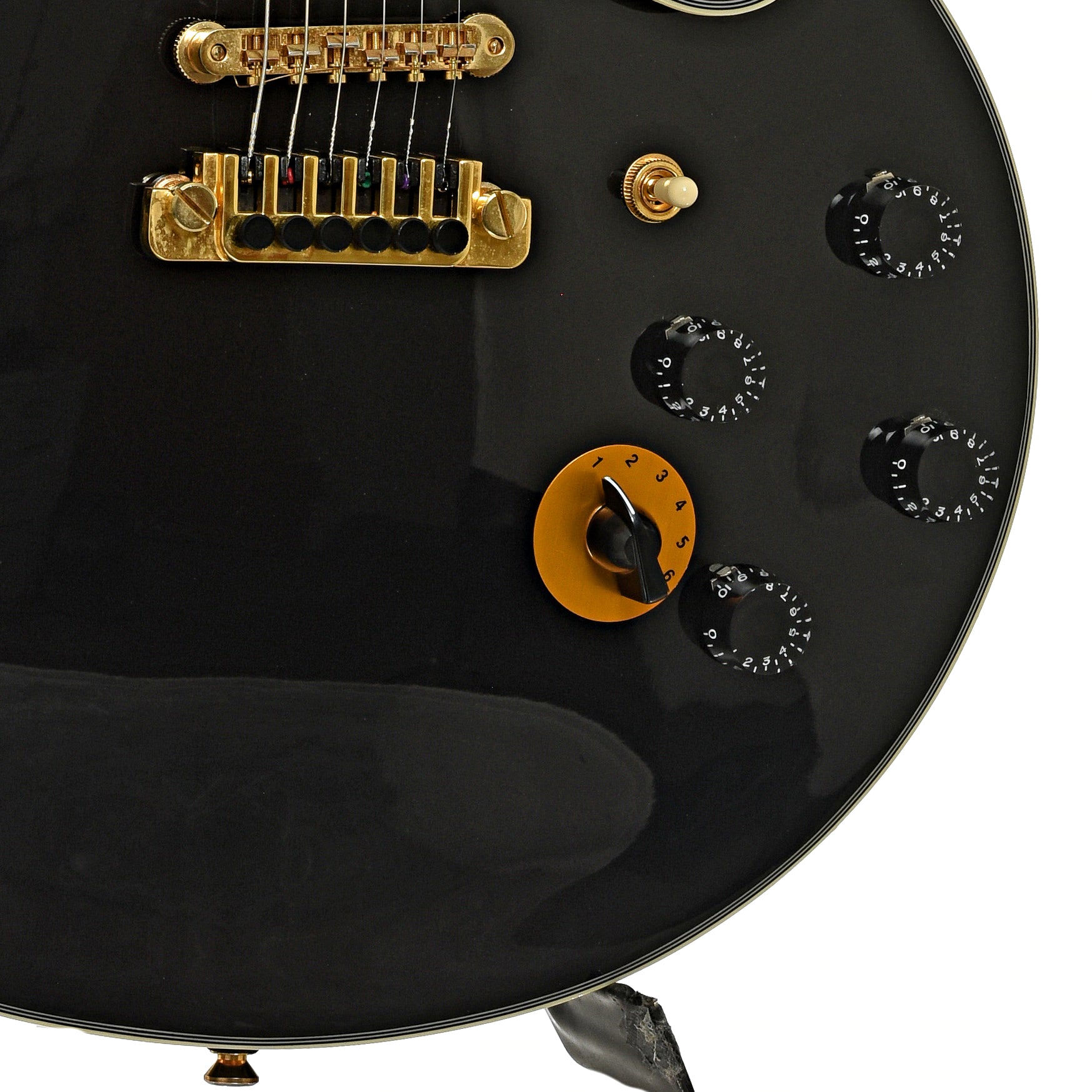 Bridge and controls of Epiphone Lucille Hollowbody Electric Guitar