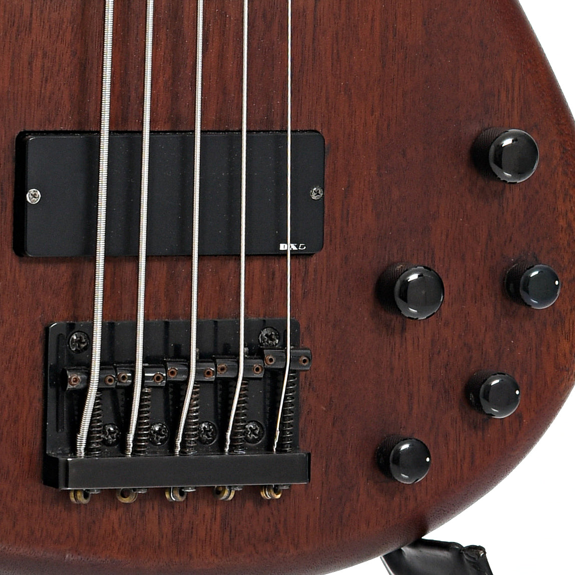 Bridge and controls of Ibanez SR-485 5-String Electric Bass (c.1990)