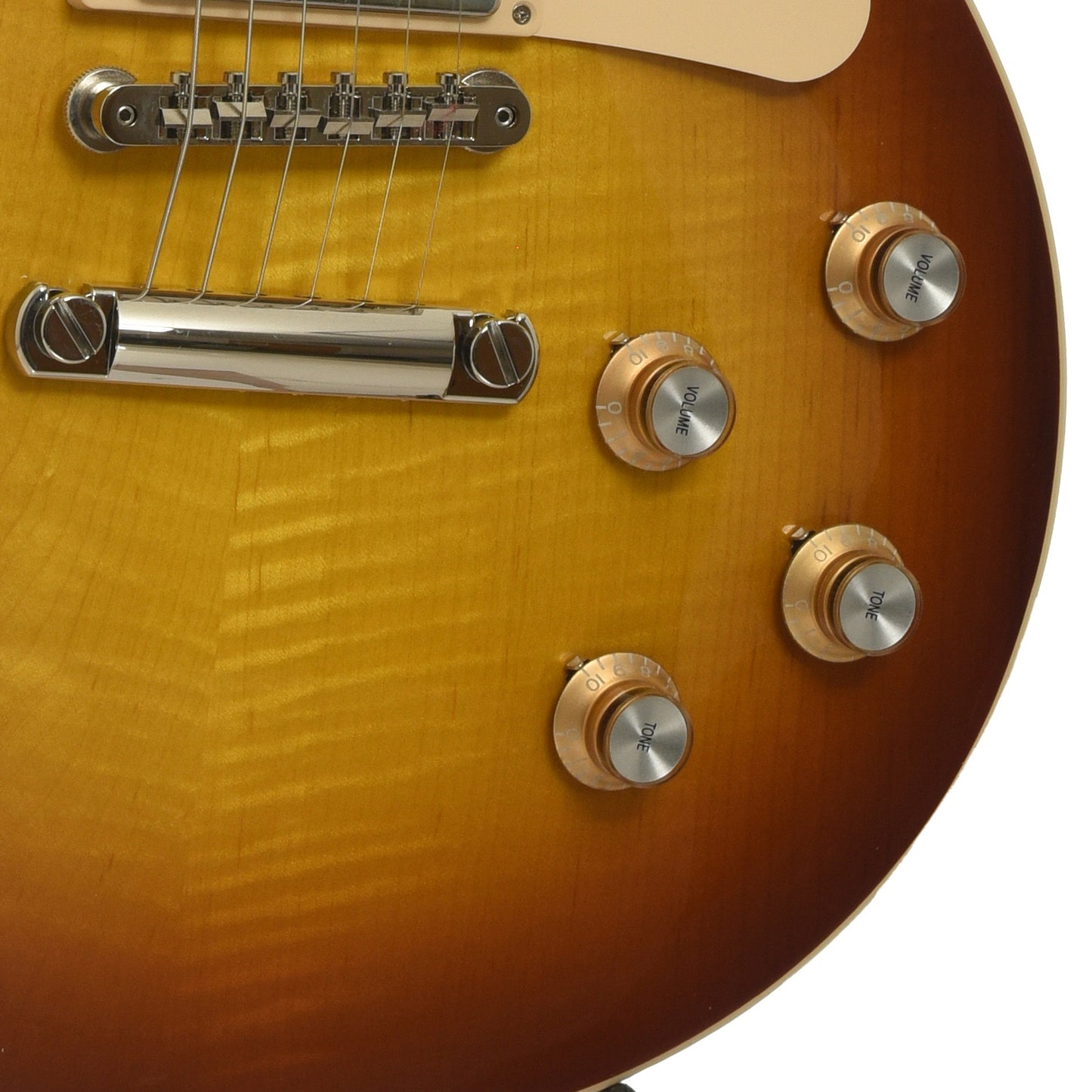 Bridge and controls of Gibson Les Paul Standard 60s Figured Electric Guitar