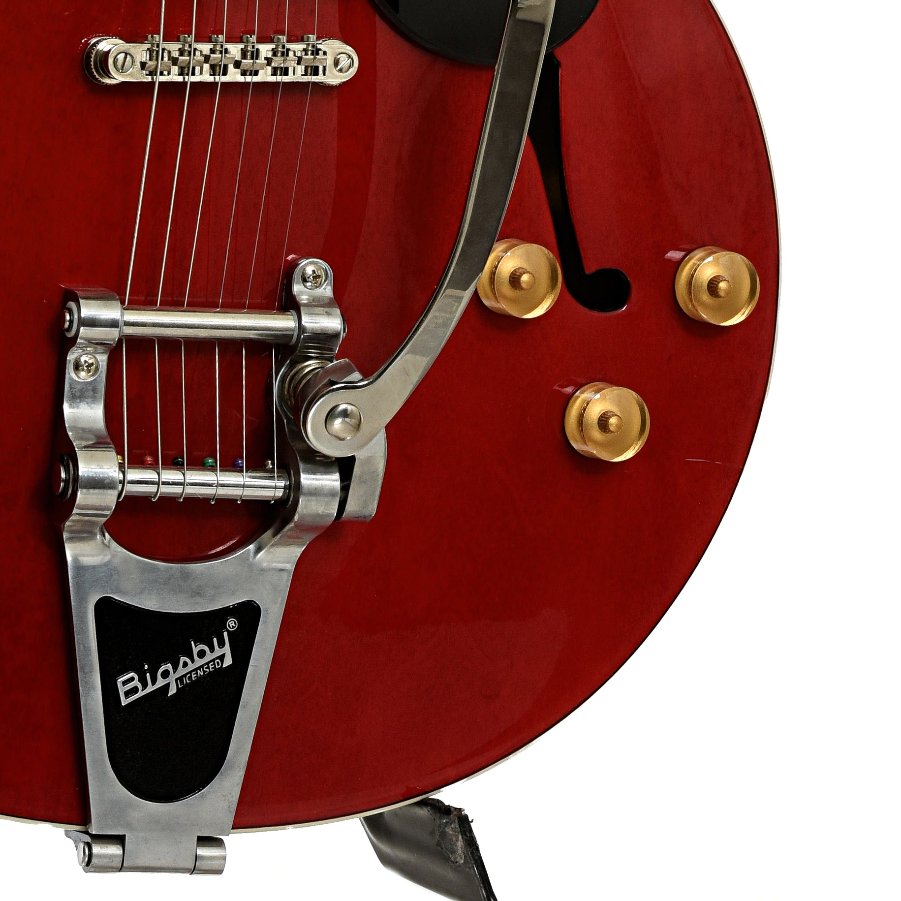 Bridge and controls of Gretsch G2622T Hollowbody Electric Guitar