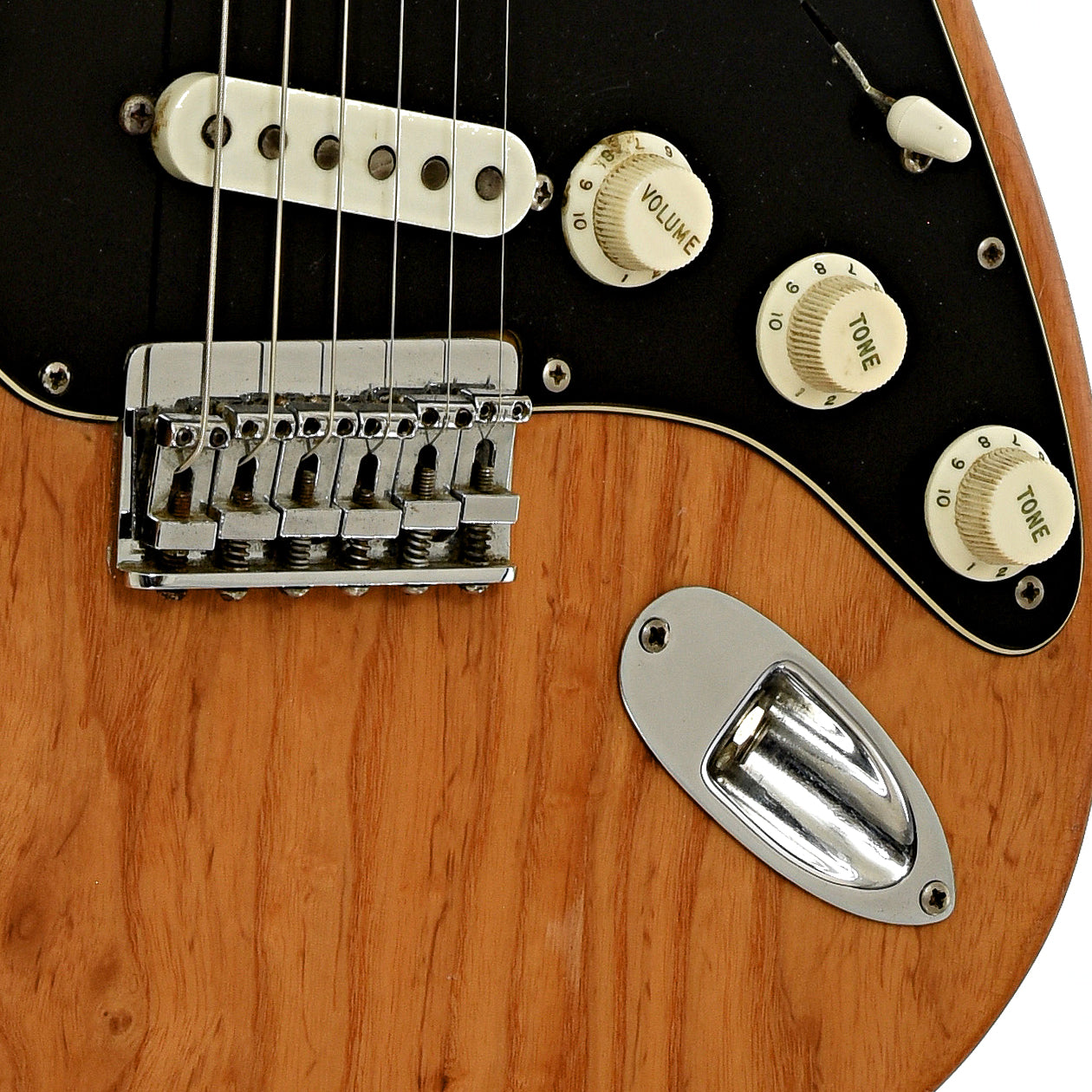 Bridge and controls of Fender  Stratocaster Electric Guitar 