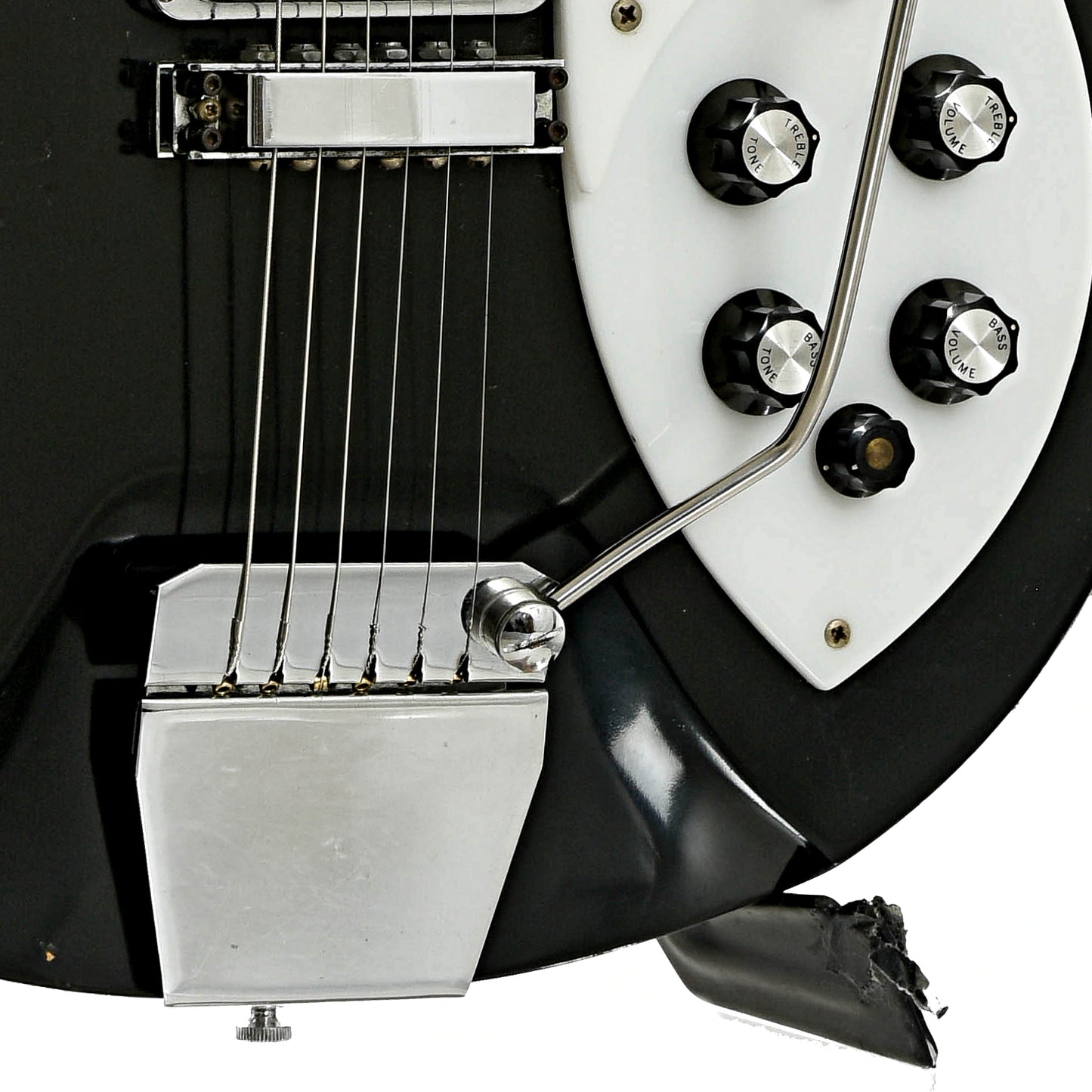 Bridge and controls of Rickenbacker 335 Hollowbody Electric Guitar