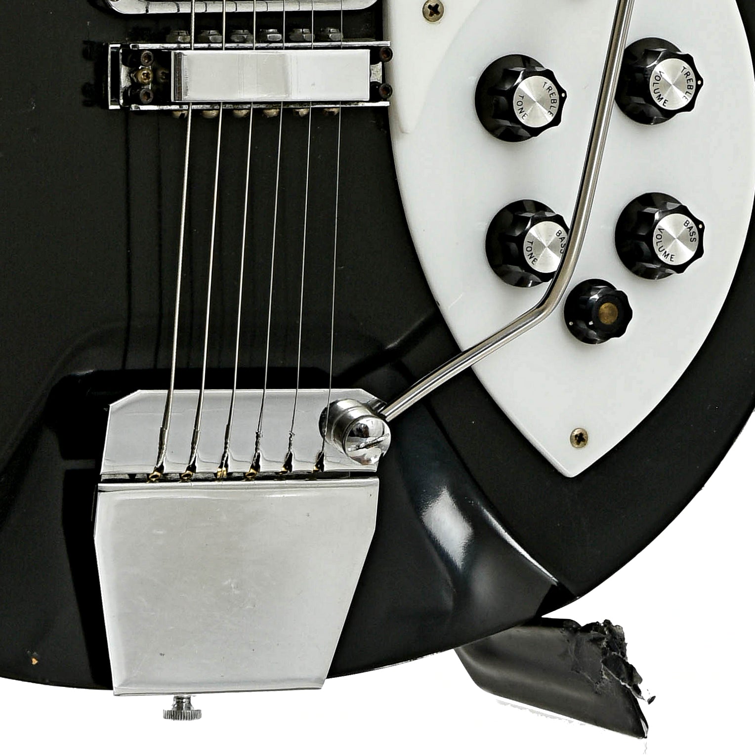 Bridge and controls of Rickenbacker 335 Hollowbody Electric Guitar