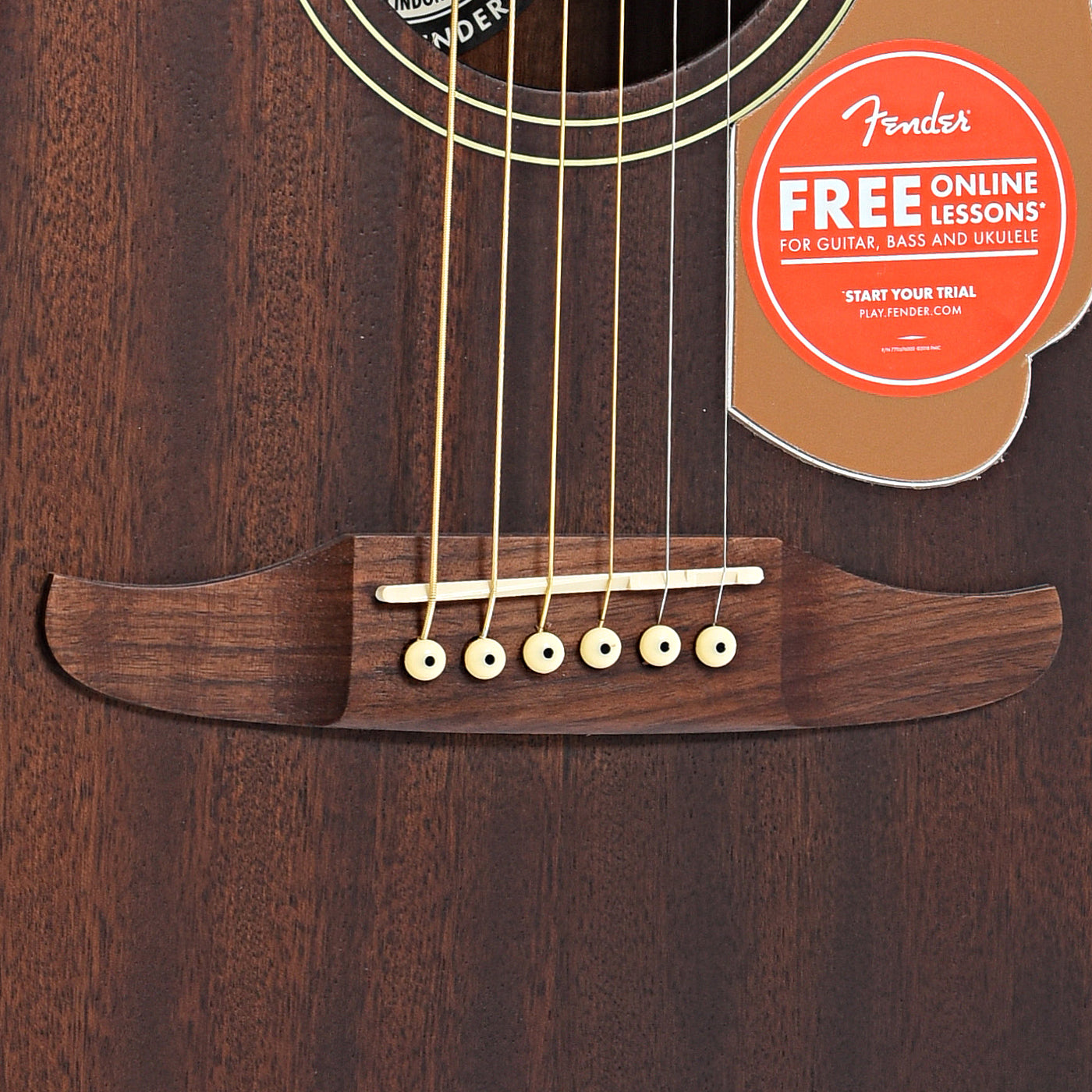 Bridge of Fender Sonoran Mini Acoustic Guitar, Mahogany