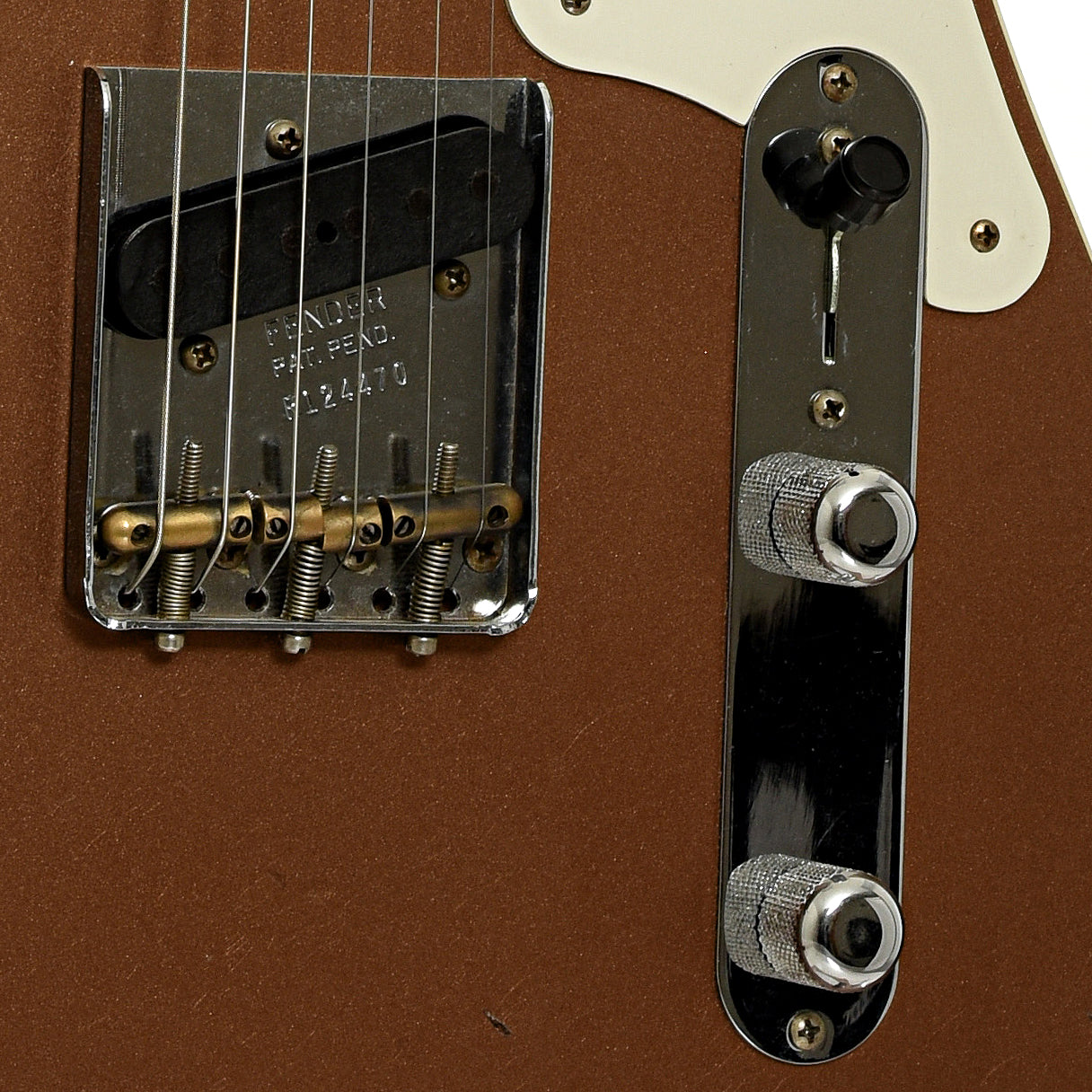 Bridge and controls of Fender Custom Shop Maho Journeyman Relic Telecaster 