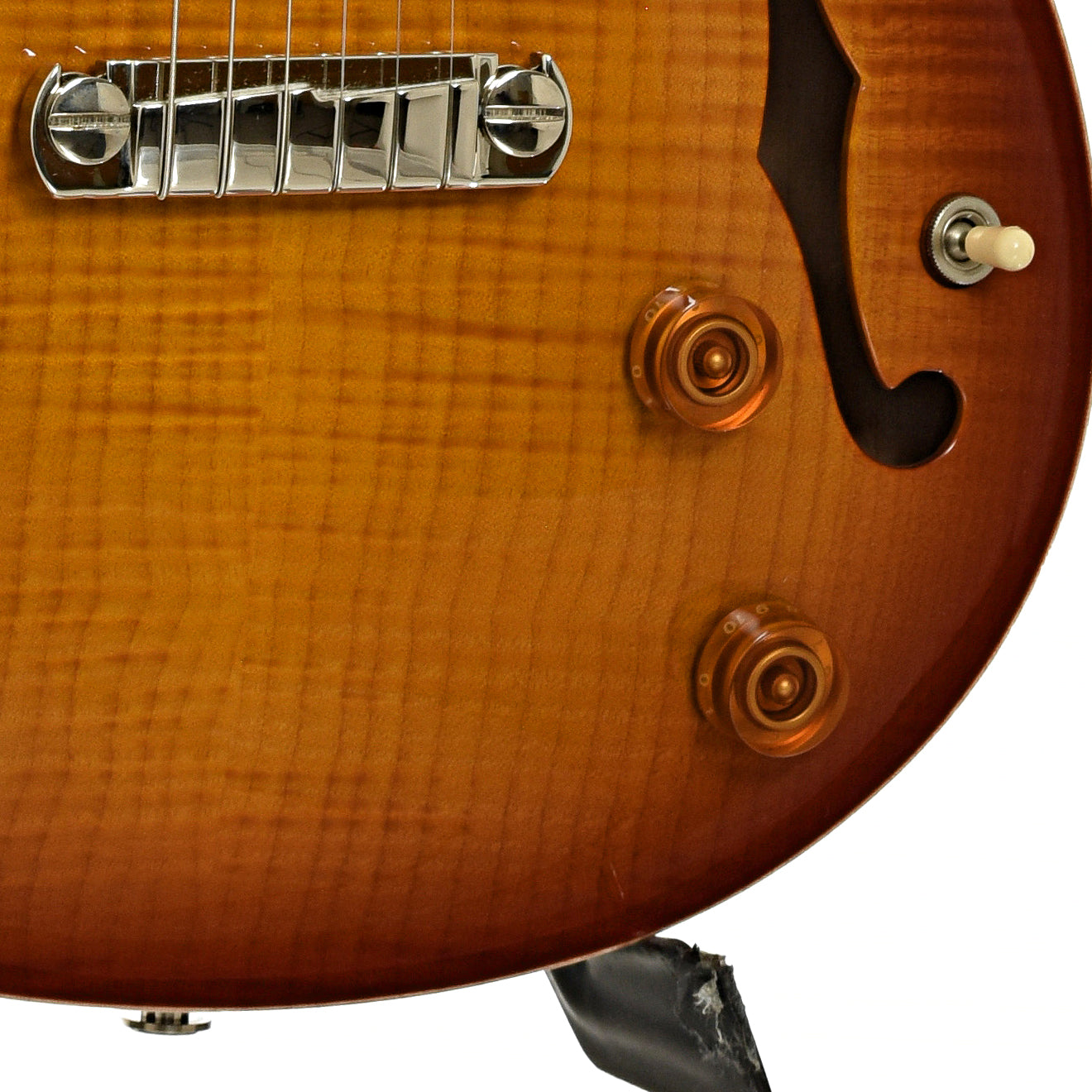 Bridge and controls of PRS McCarty Hollowbody II Electric Guitar