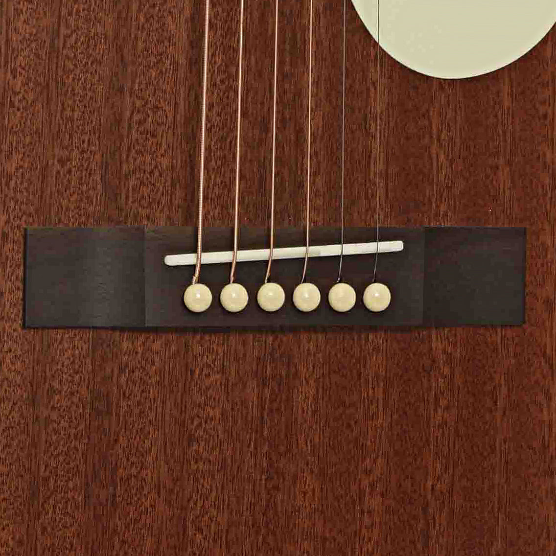 Bridge of Recording King Dirty 30's Acoustic-Electric Parlor Guitar, Mahogany