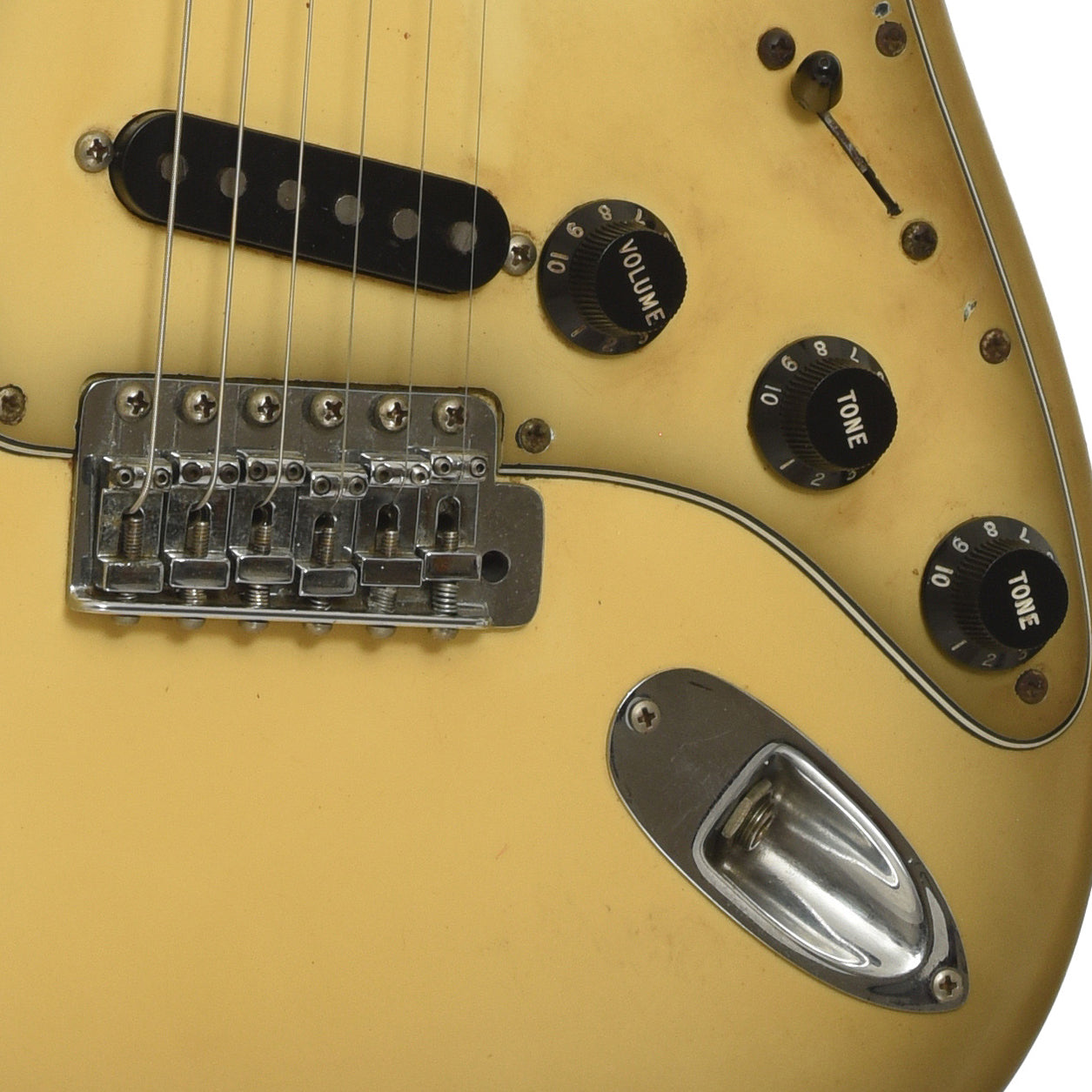 Bridge and controls of Fender Stratocaster Electric Guitar