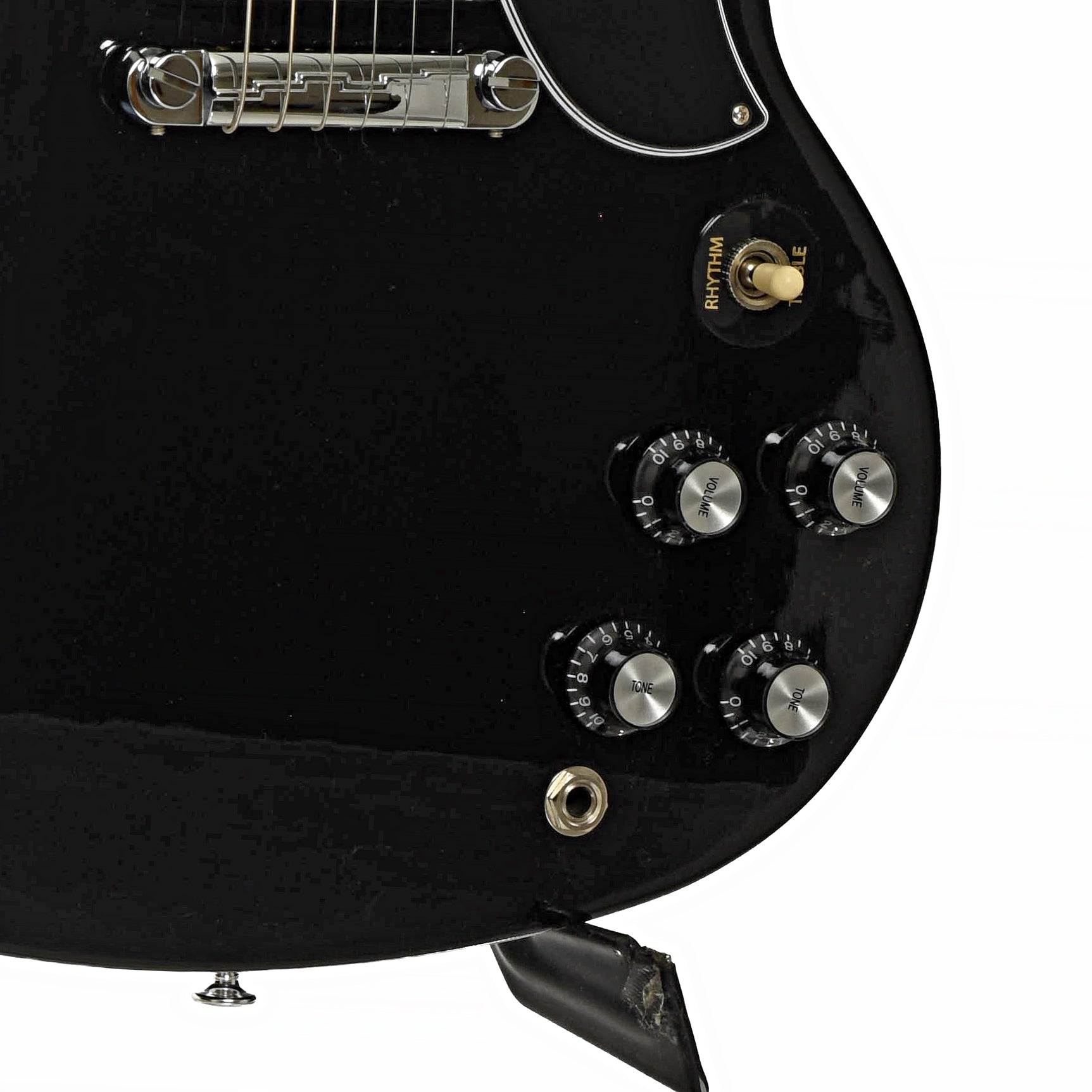 Bridge and controls of Gibson SG Special Electric Guitar & Case, Ebony