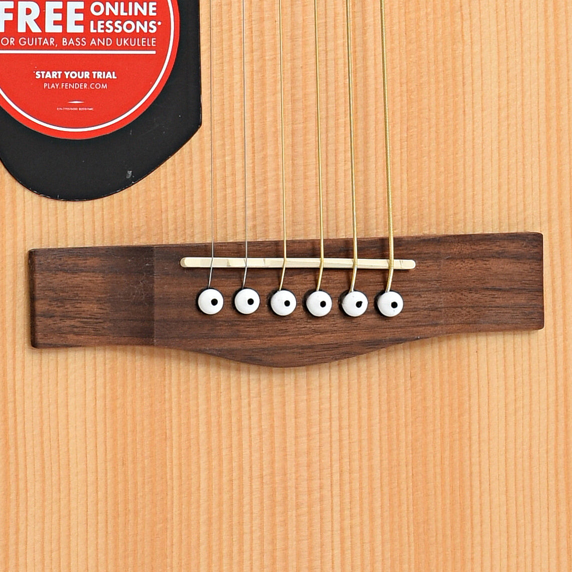 Bridge of Fender CD-60S Left Handed Acoustic Guitar