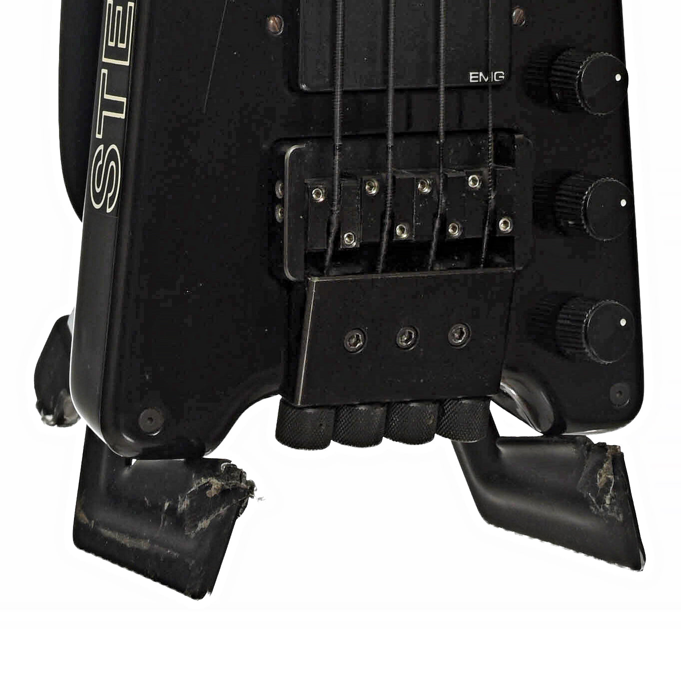 Bridge and controls of Steinberger L-2 Headless Electric Bass