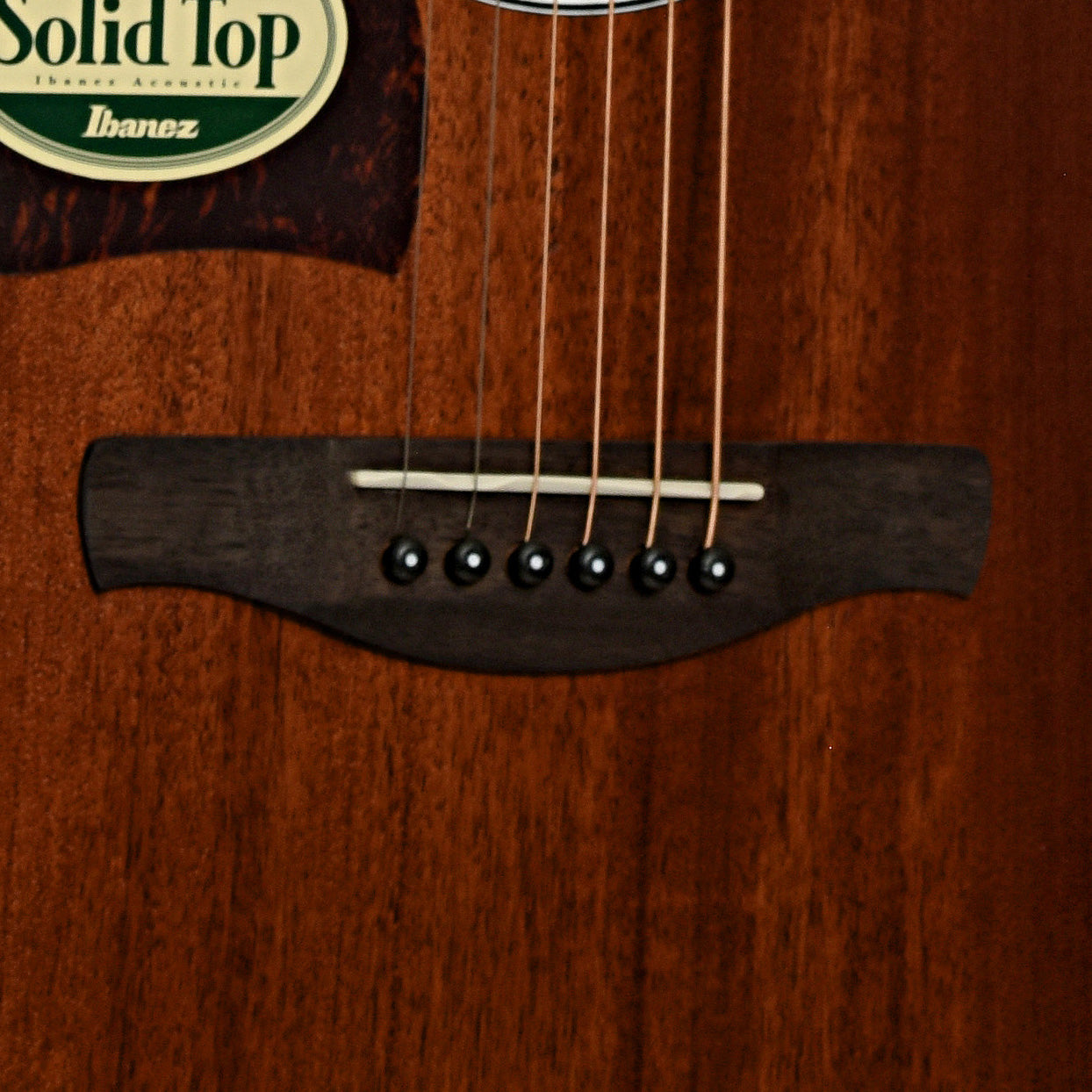 Bridge of Ibanez AW54LCE Artwood Left-Handed Dreadnought Acoustic-Electric, Open Pore Natural