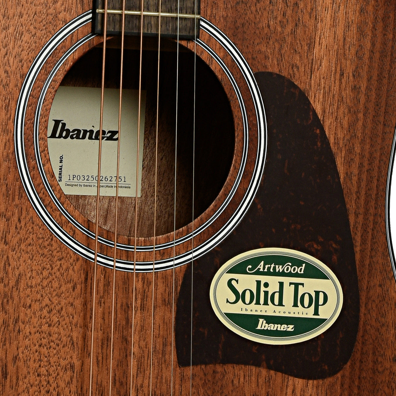 Soundhole of Ibanez Artwood Dreadnought Acoustic Guitar