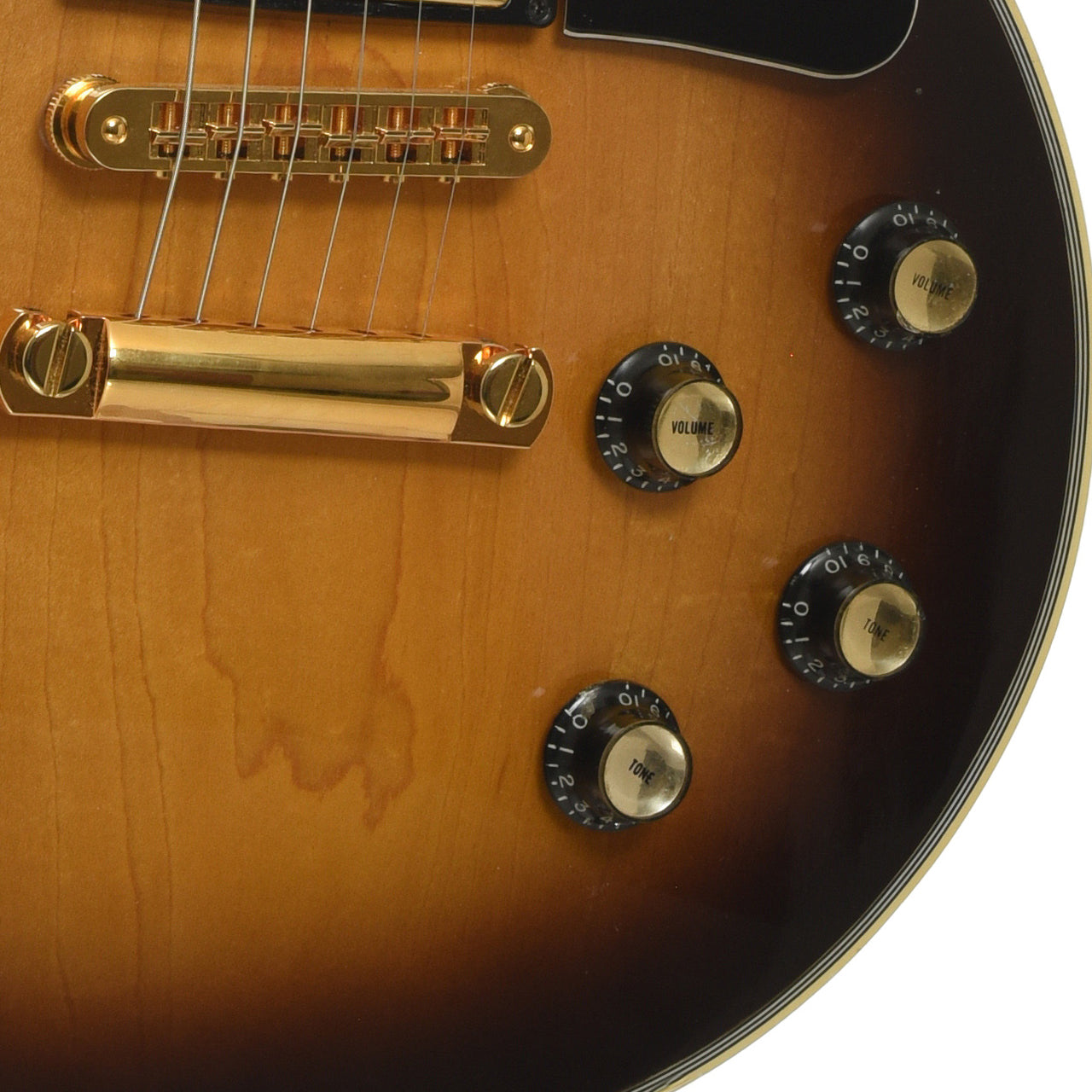 Bridge and controls of Gibson Les Paul Custom Electric Guitar 