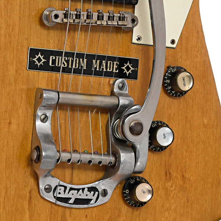 Bigsby, controls and bridge of Gibson Explorer Electric Guitar (1963)