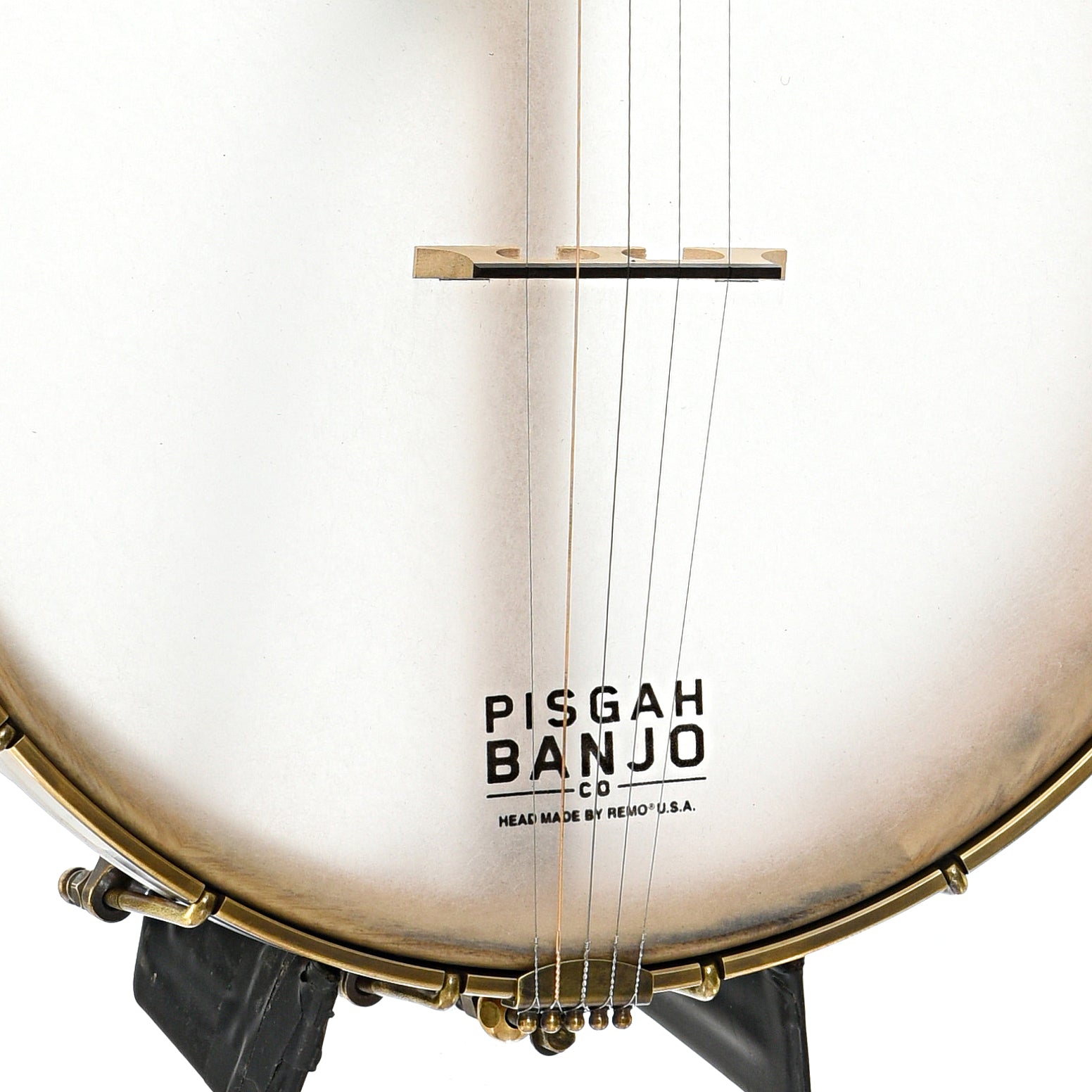 Tailpiece and bridge of Pisgah Banjo Co. 12" Cherry Possum Openback Banjo, Short Scale 