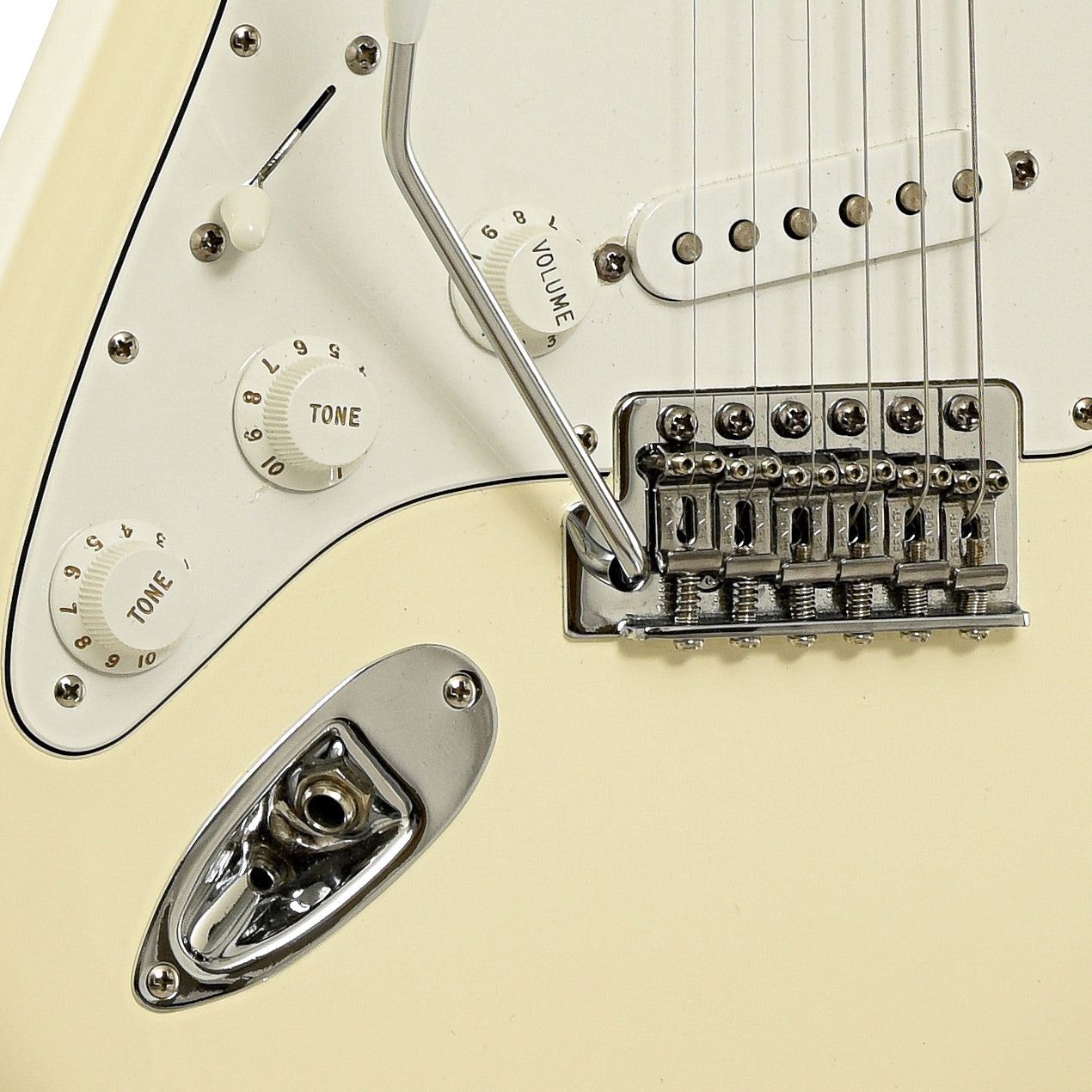 Bridge and controls of Fender Standard Stratocaster Electric Guitar