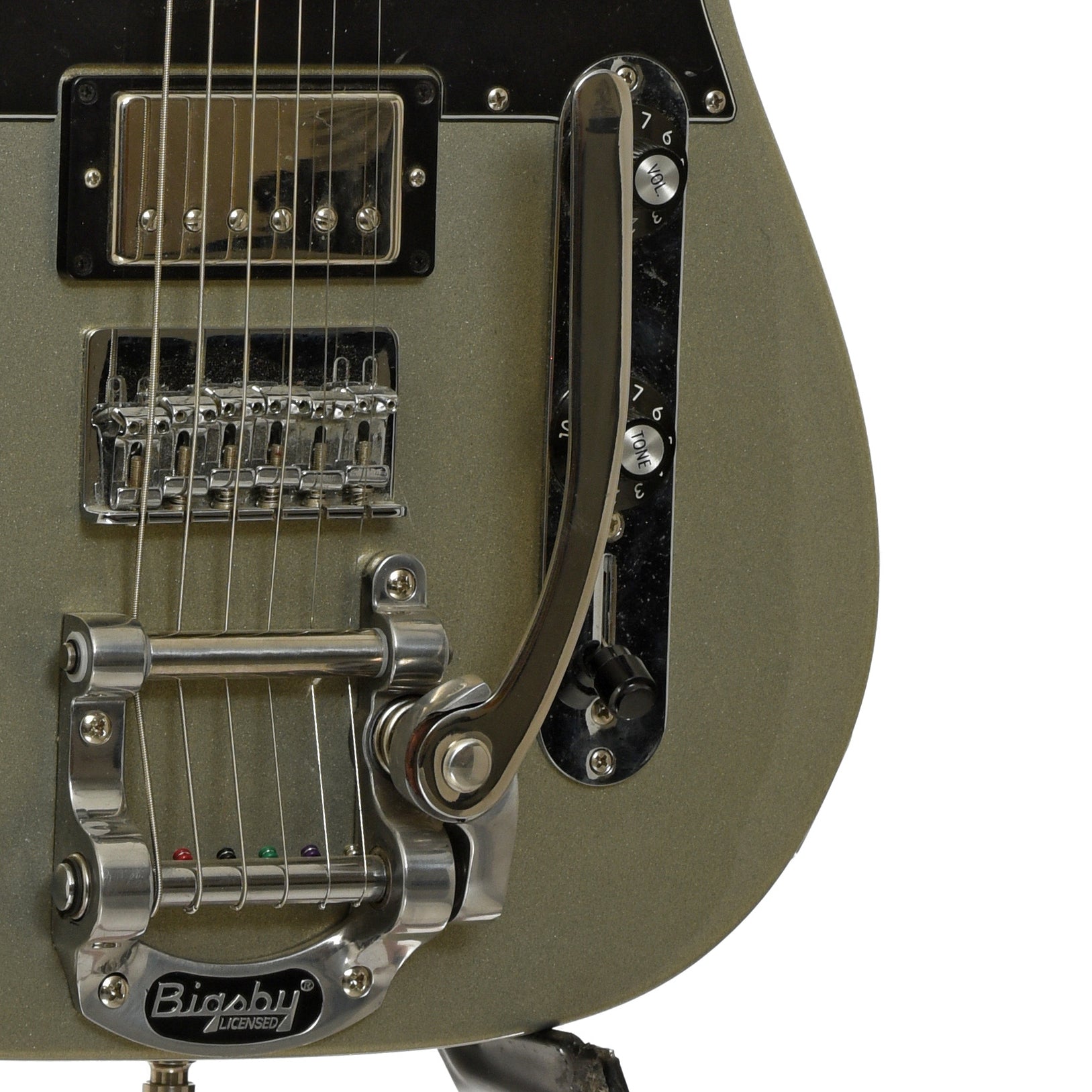 Bridge and controls of Fender Blacktop Baritone Telecaster Electric Guitar 