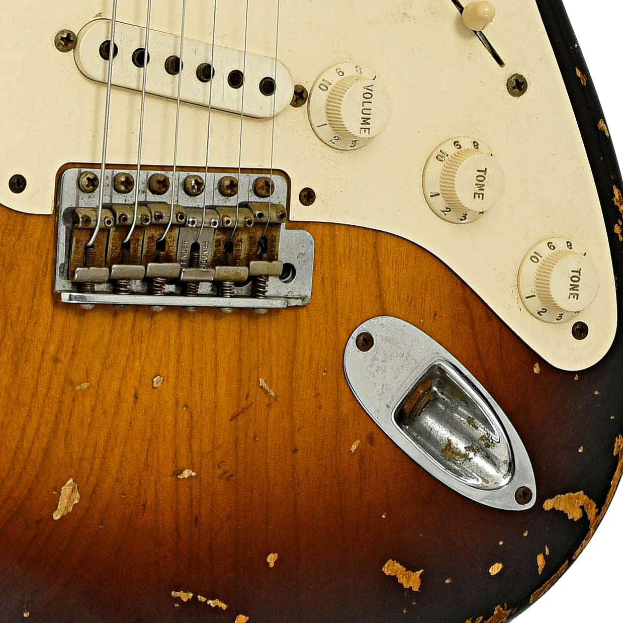 Bridge and controls of Fender Masterbuilt '55 Relic Stratocaster Electric Guitar 