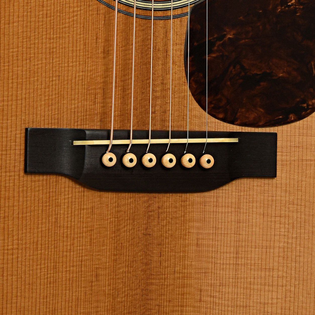 Bridge of Pre-War Guitars Co. Herringbone Brazilian Rosewood Dreadnought Acoustic Guitar, Level 1 Aging