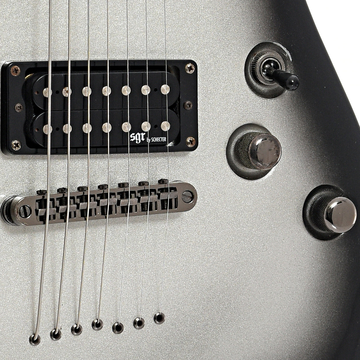 Bridge and controls of SGR by Schecter C-7 SGR 7-String Electric Guitar
