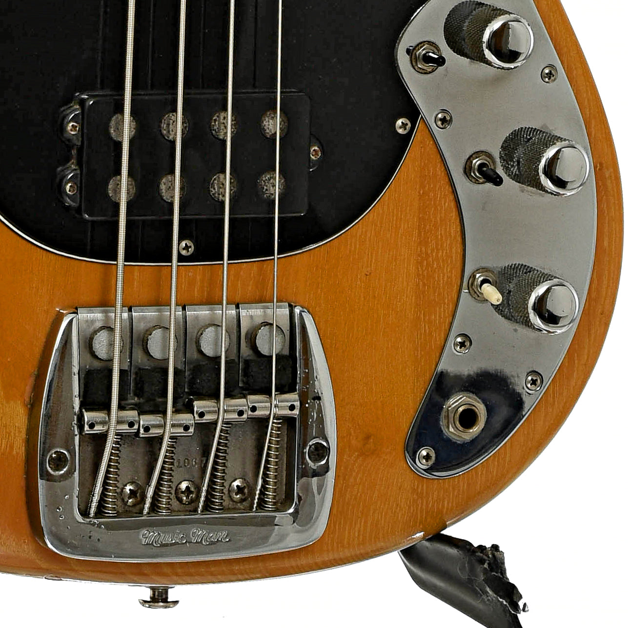 Bridge and controls of Music Man Sabre Electric Bass