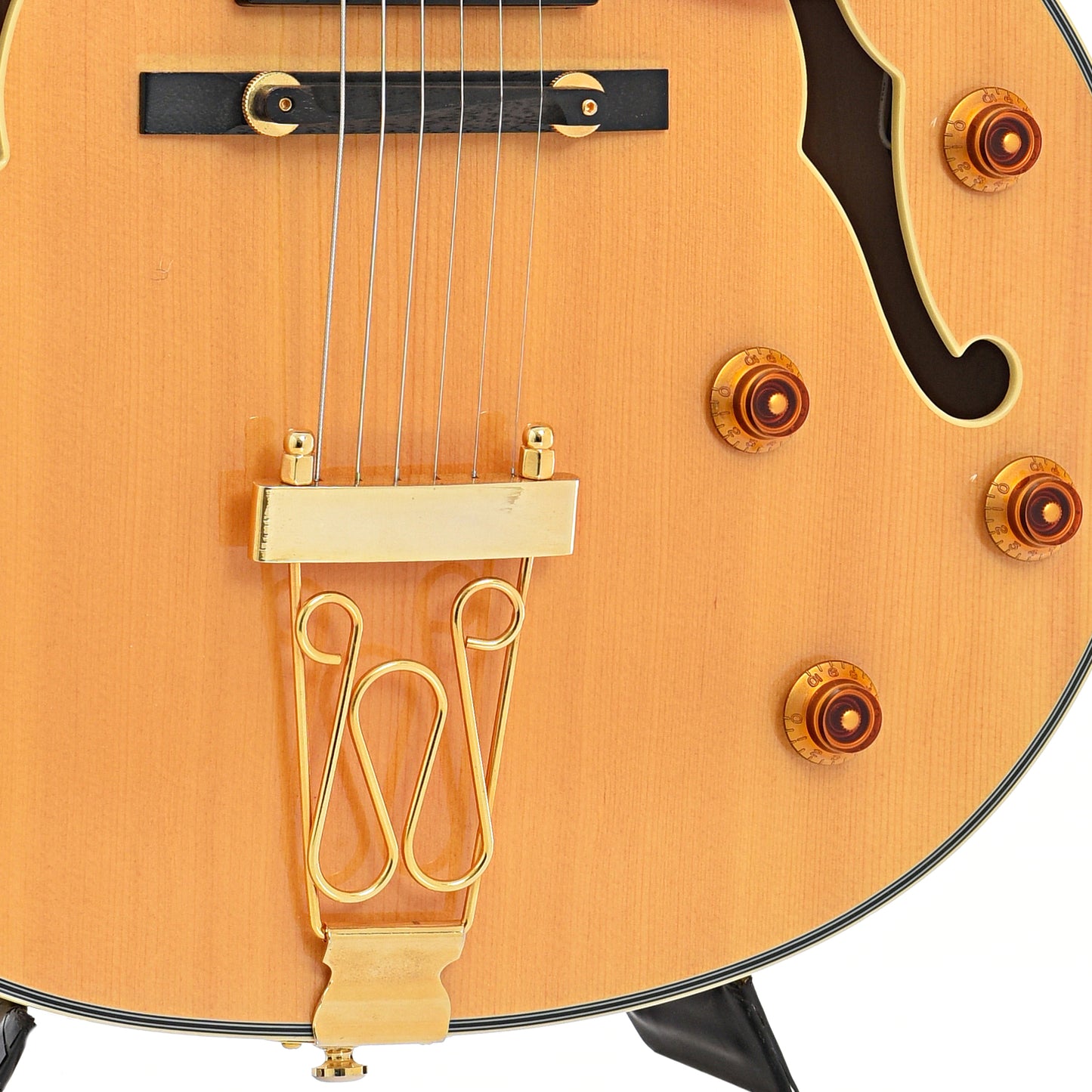 Tailpiece, bridge and controls of Epiphone Joe Pass Emperor II-NA Hollowbody Electric Guitar
