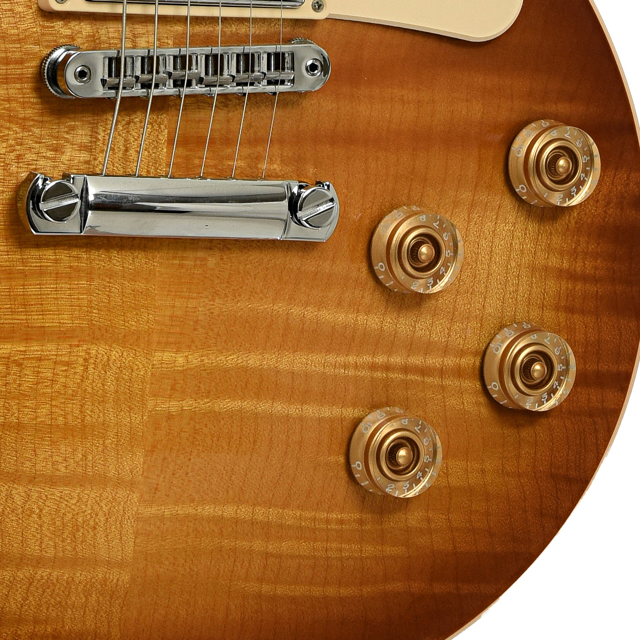 Bridge and controls of Gibson Les Paul Traditional Plus Electric Guitar