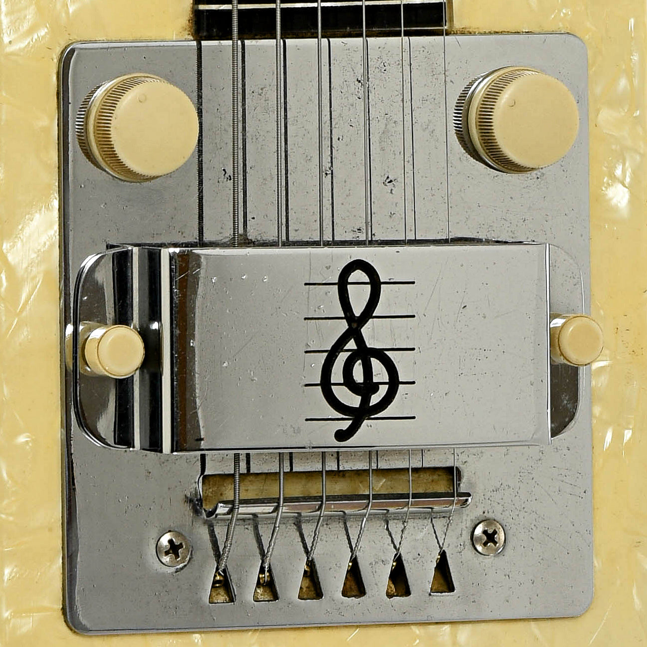 Bridge and controsl of Oahu Symphony in White Lap Steel