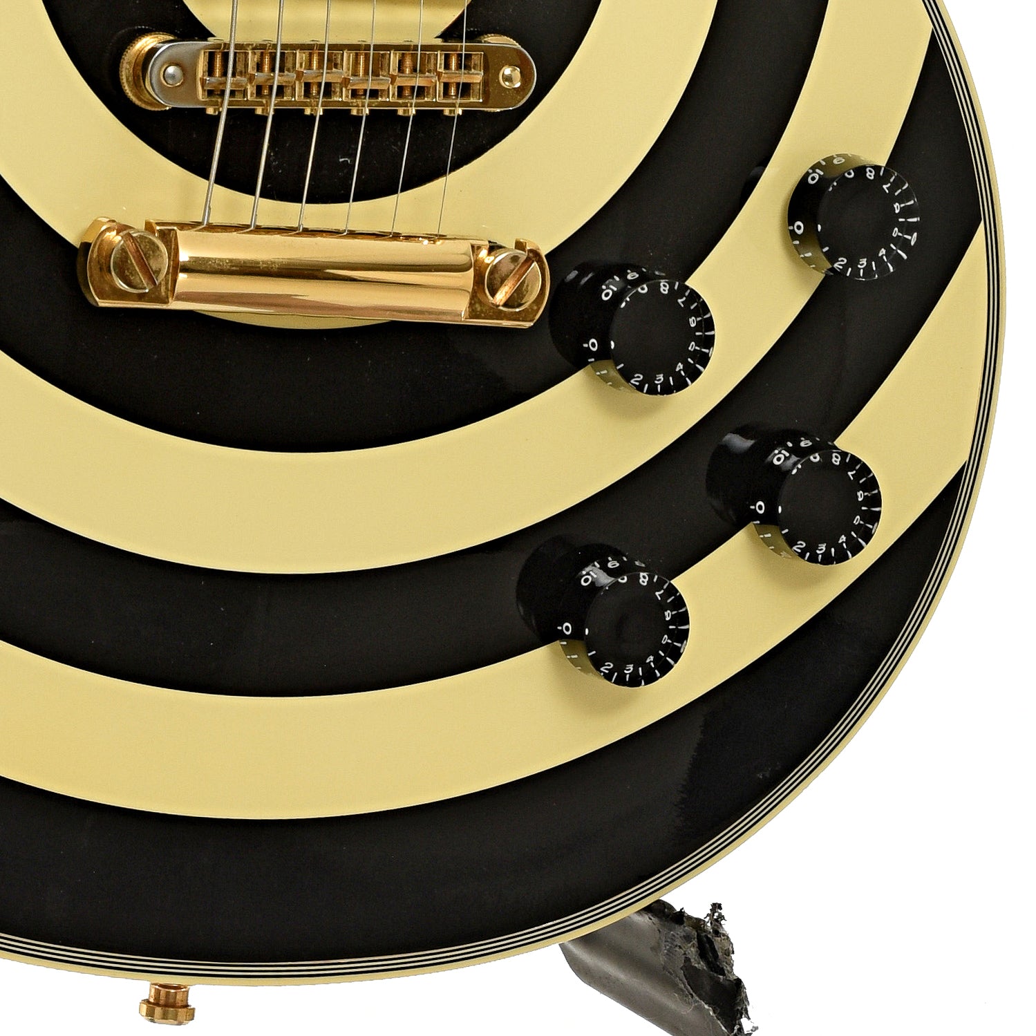 Bridge and controls of Gibson Zakk Wylde Les Paul Custom Electric Guitar