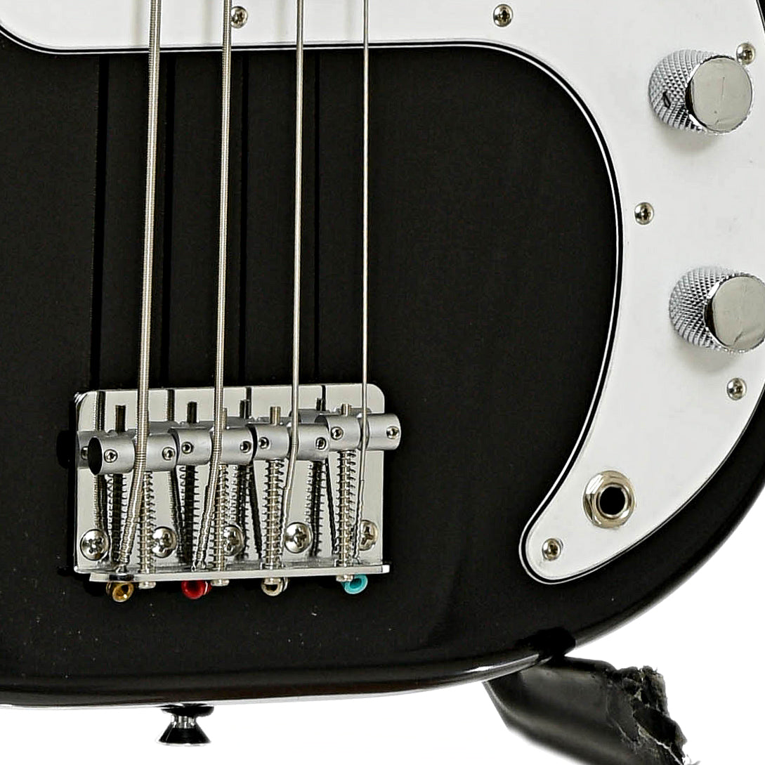 Bridge and controls of Fender Standard Precision Bass, Black