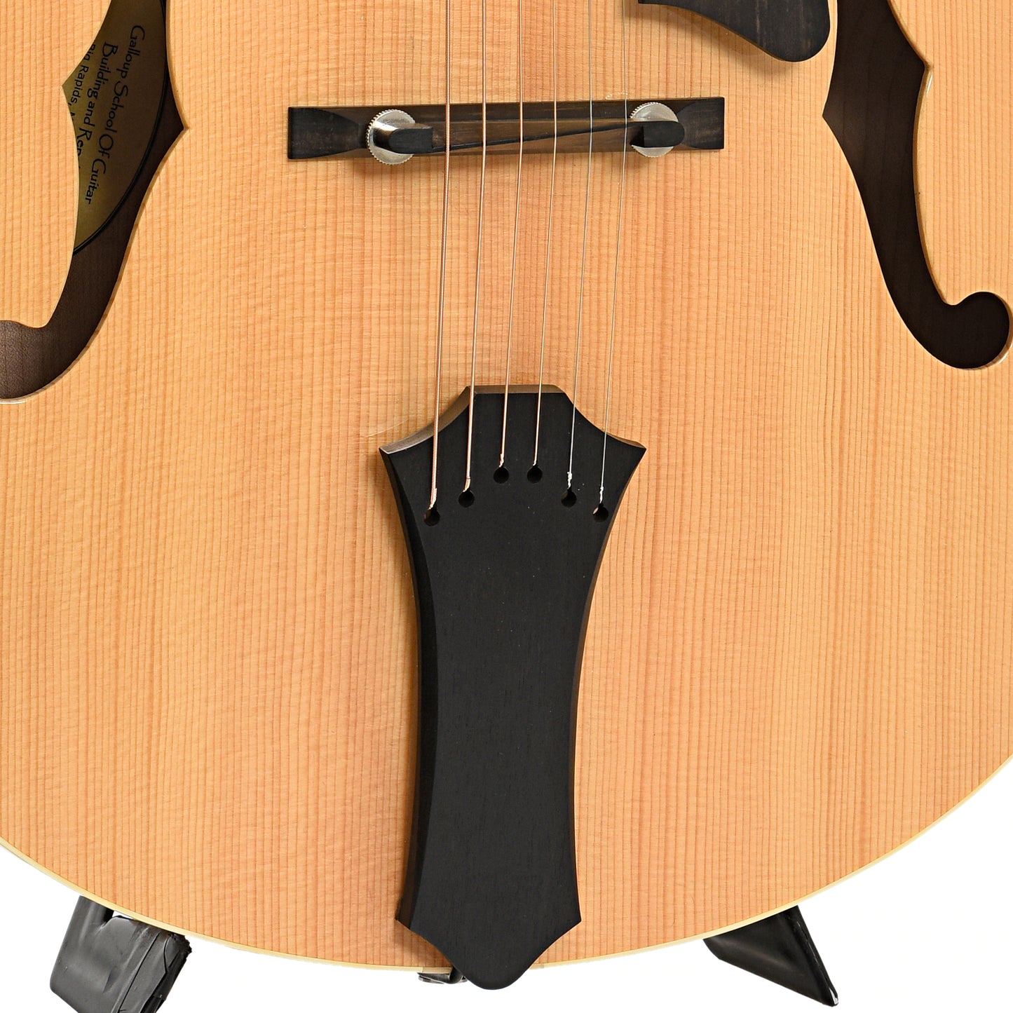 tailpiece and bridge of C. Dygard Gallup School Archtop Guitar (c.2014)