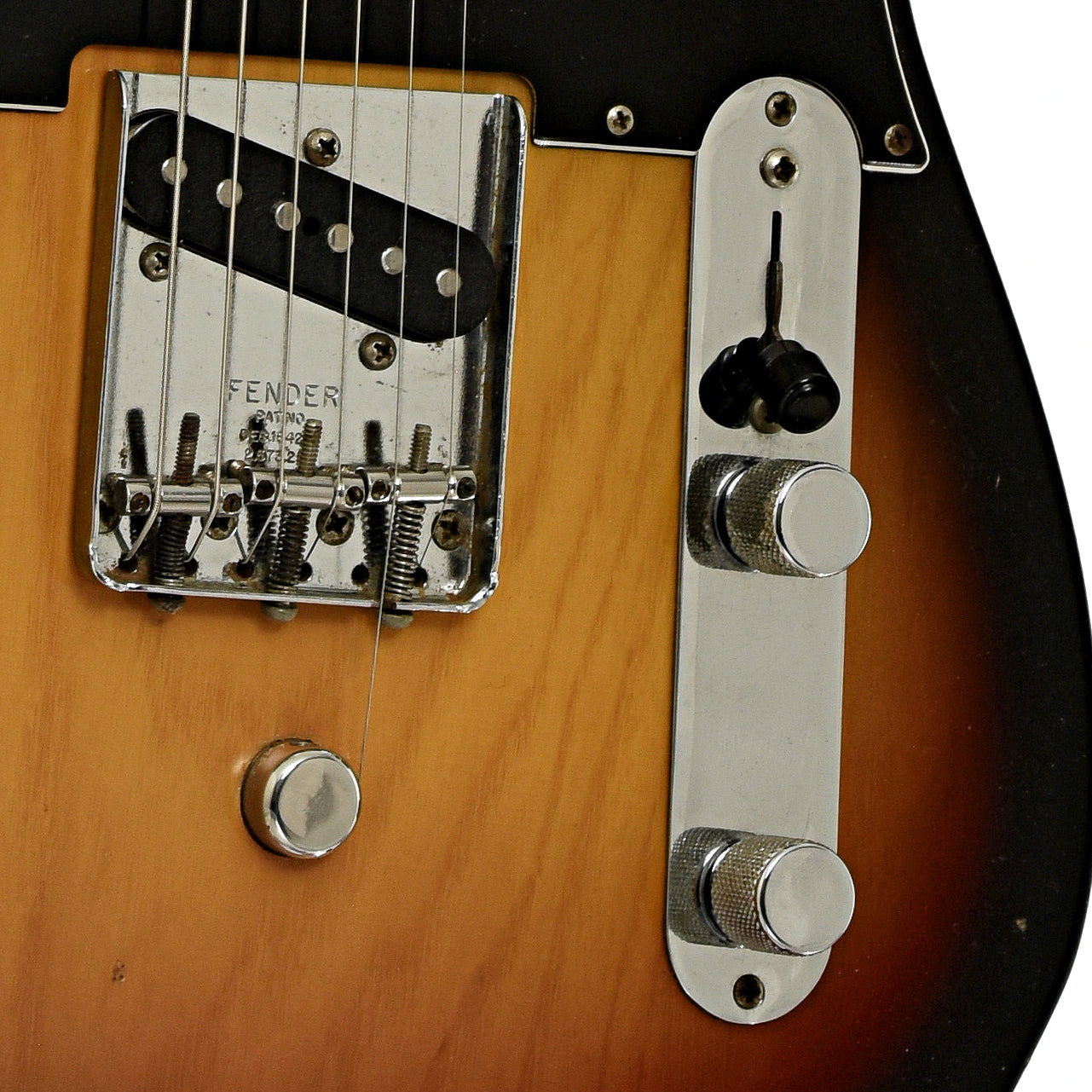 Bridge and controls of Fender Telecaster w/B Bender Electric Guitar