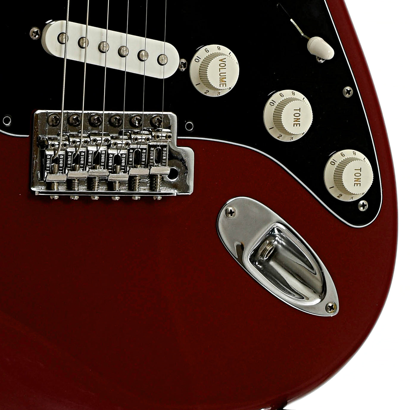 Bridge and controls of Fender Stratocaster Standard Electric Guitar 