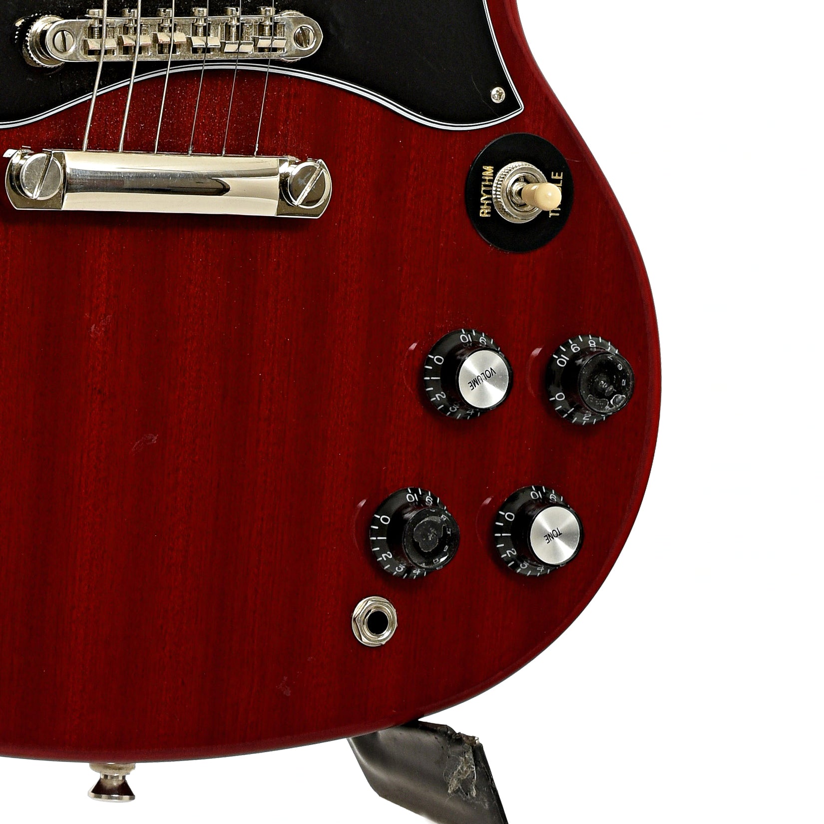 Bridge and controls of Epiphone SG Standard Electric Guitar