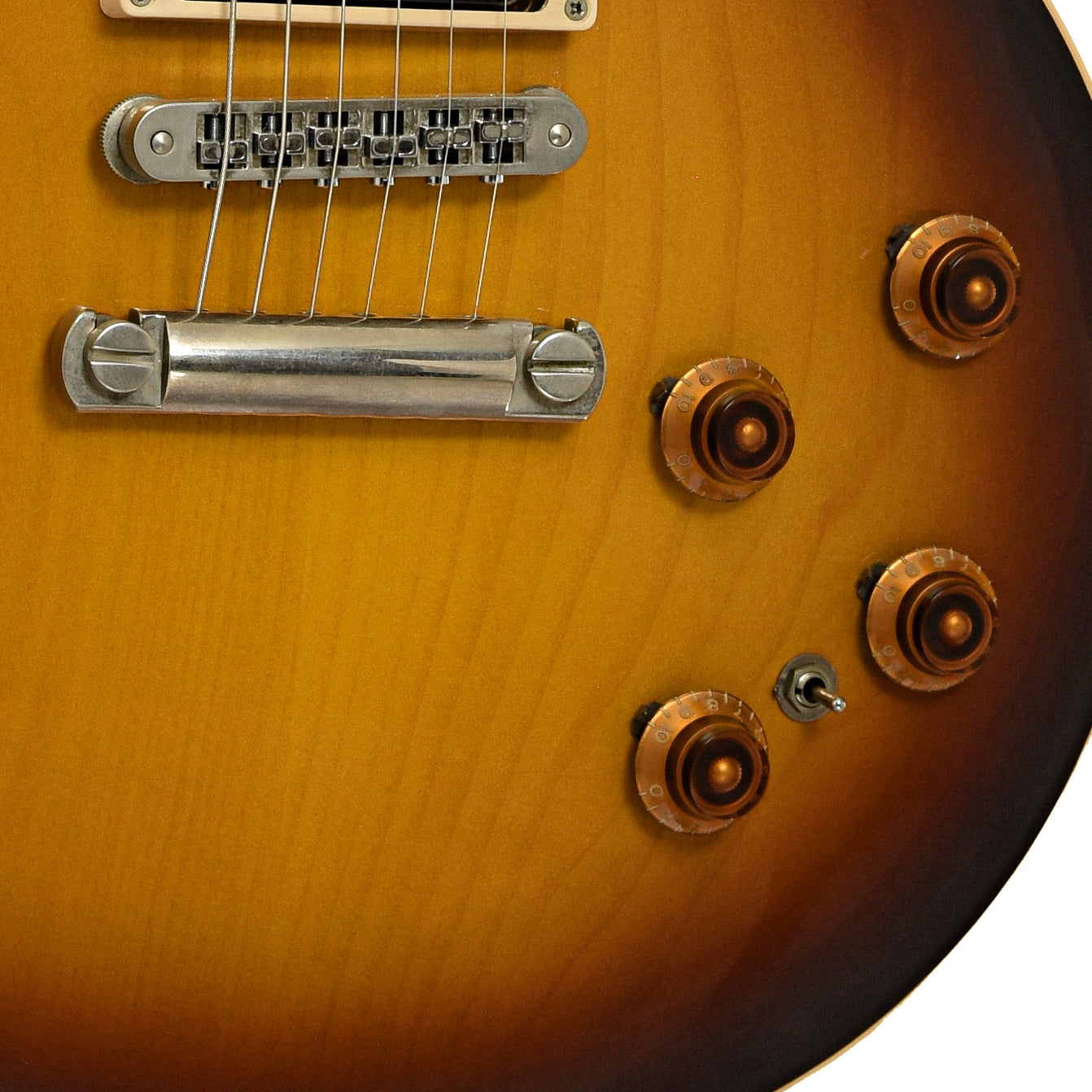 Bridge and controls of Gibson Custom Shop Slash Signature Les Paul Standard Prototype Electric Guitar