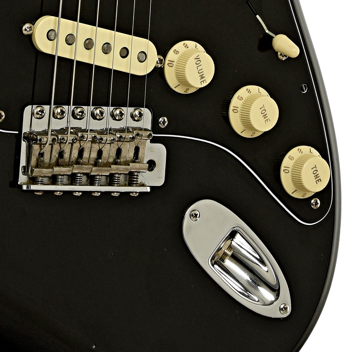 Bridge and controls of Fender Standard Stratocaster Electric Guitar