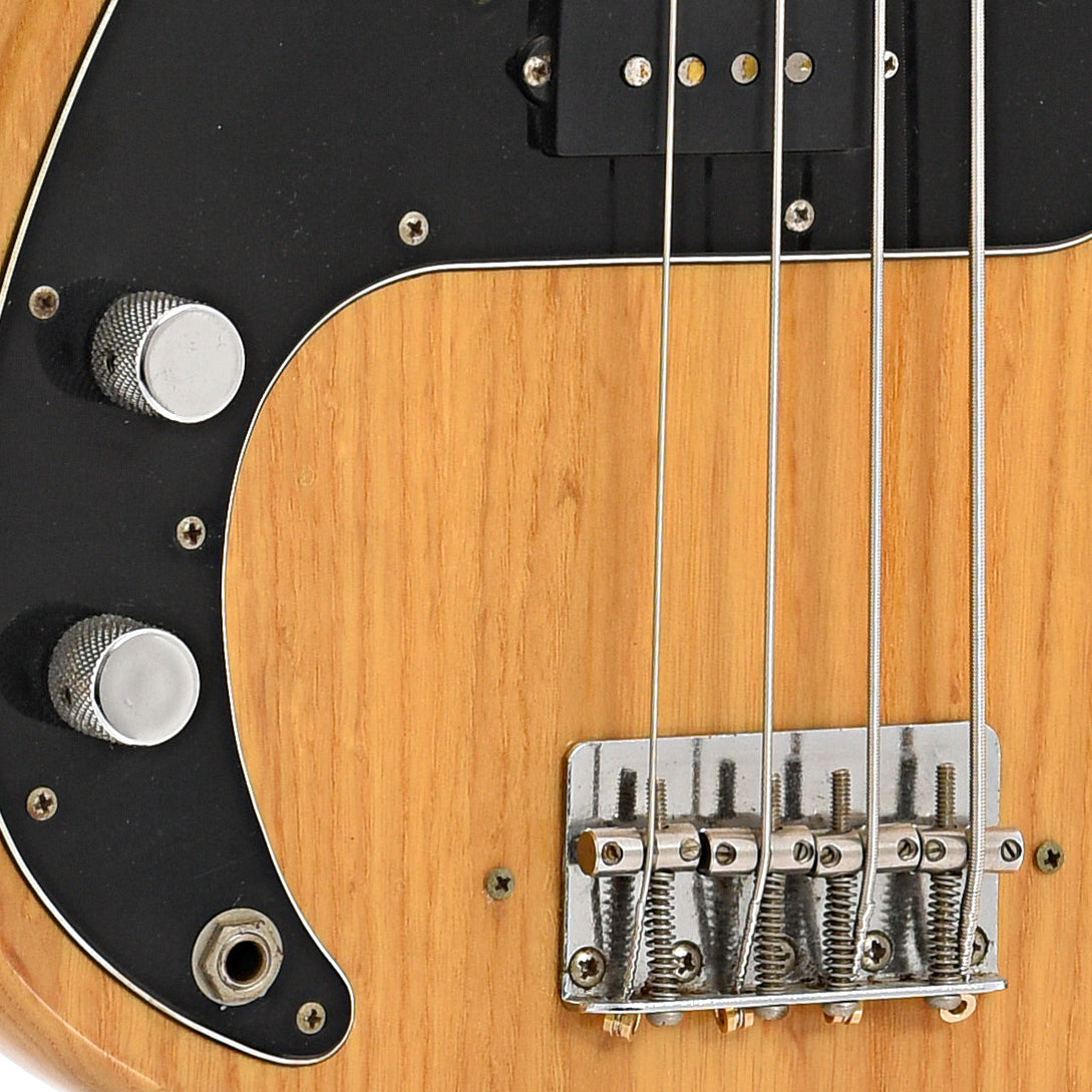 Bridge and controls of Fender Precision LH Electric Bass