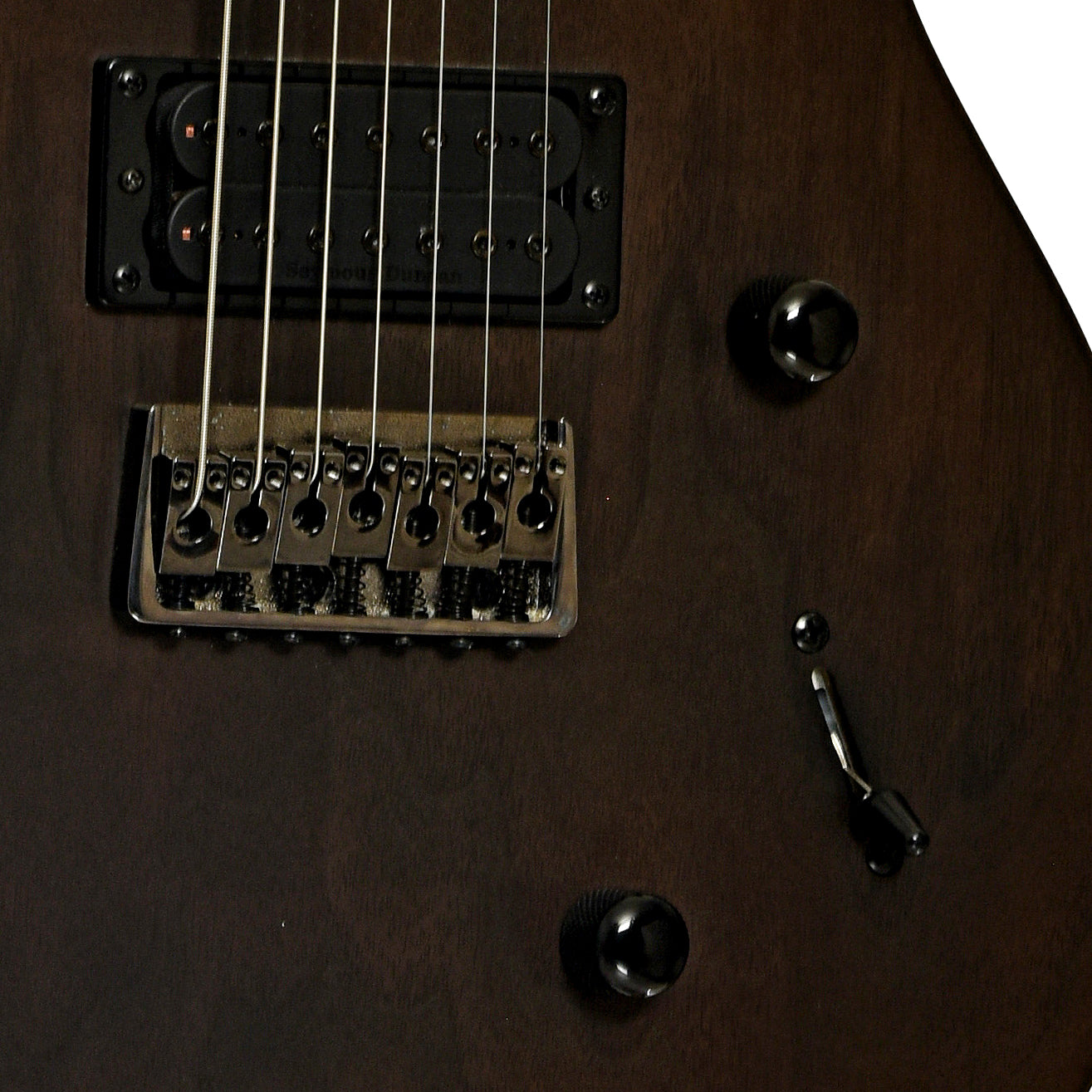 Bridge and controls of PRS SE Mark Holcomb SVN Seven String Electric Guitar 
