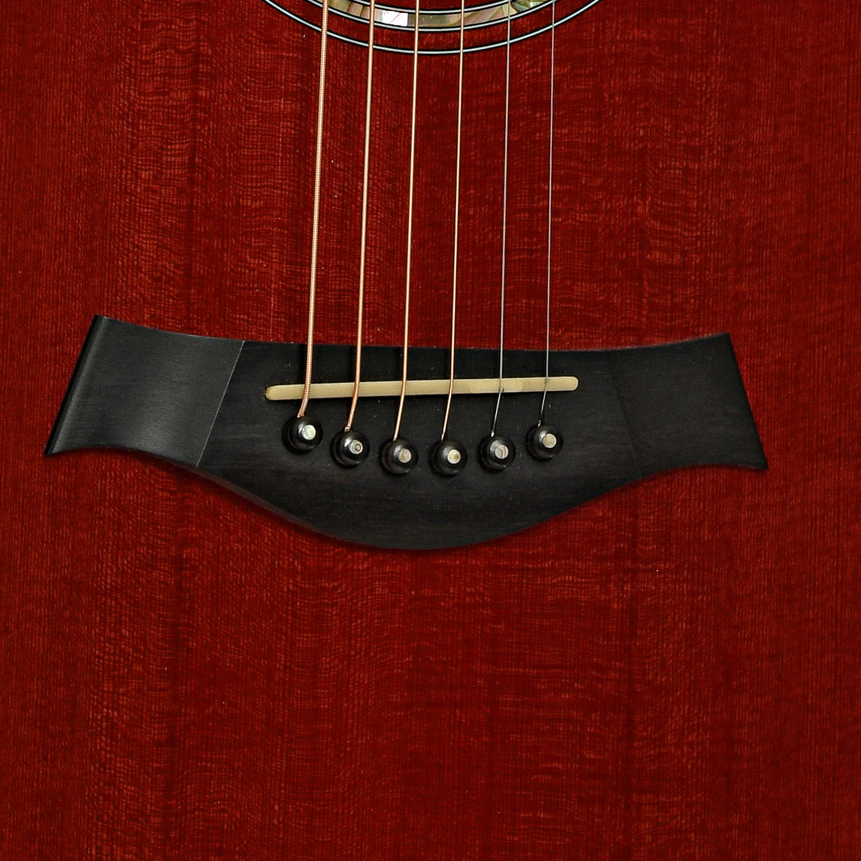 Bridge of Taylor 610 Transparent Red Acoustic Guitar 