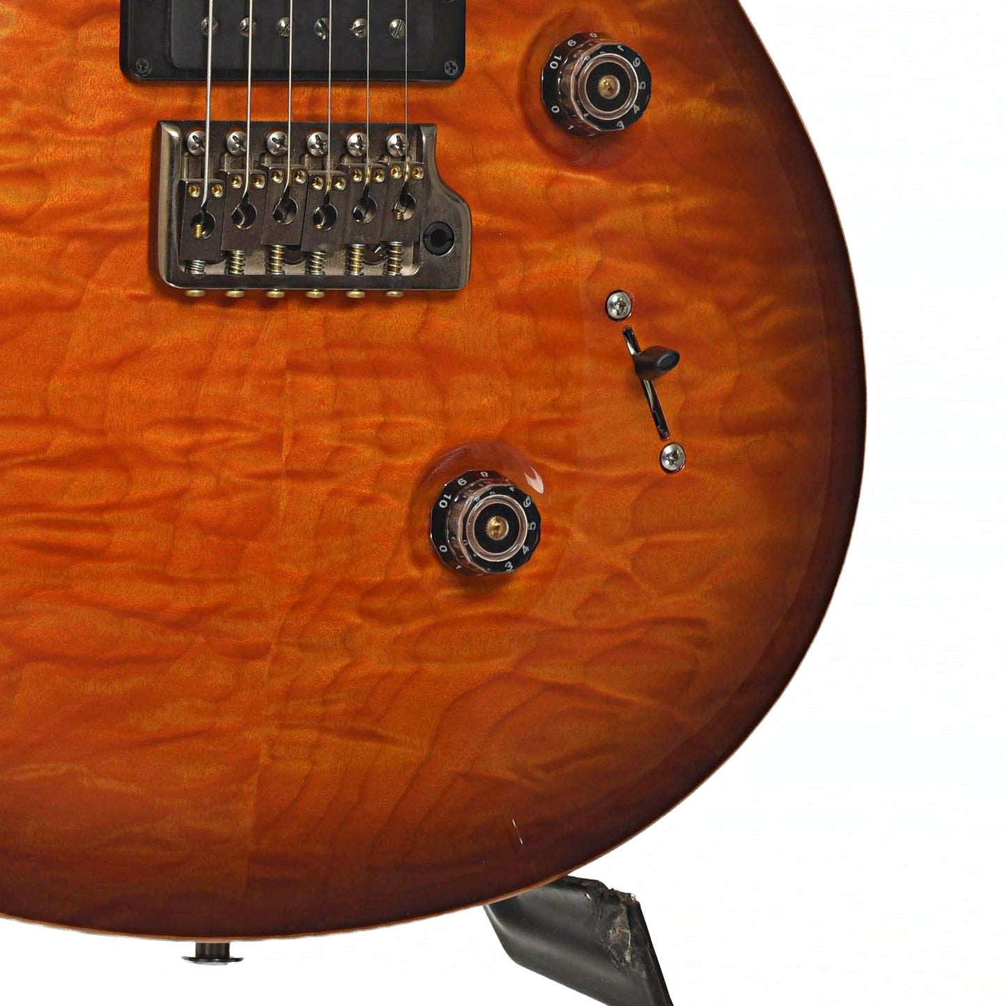 Bridge and Controls of PRS Custom 24 Quilted Maple 10-Top Fatback