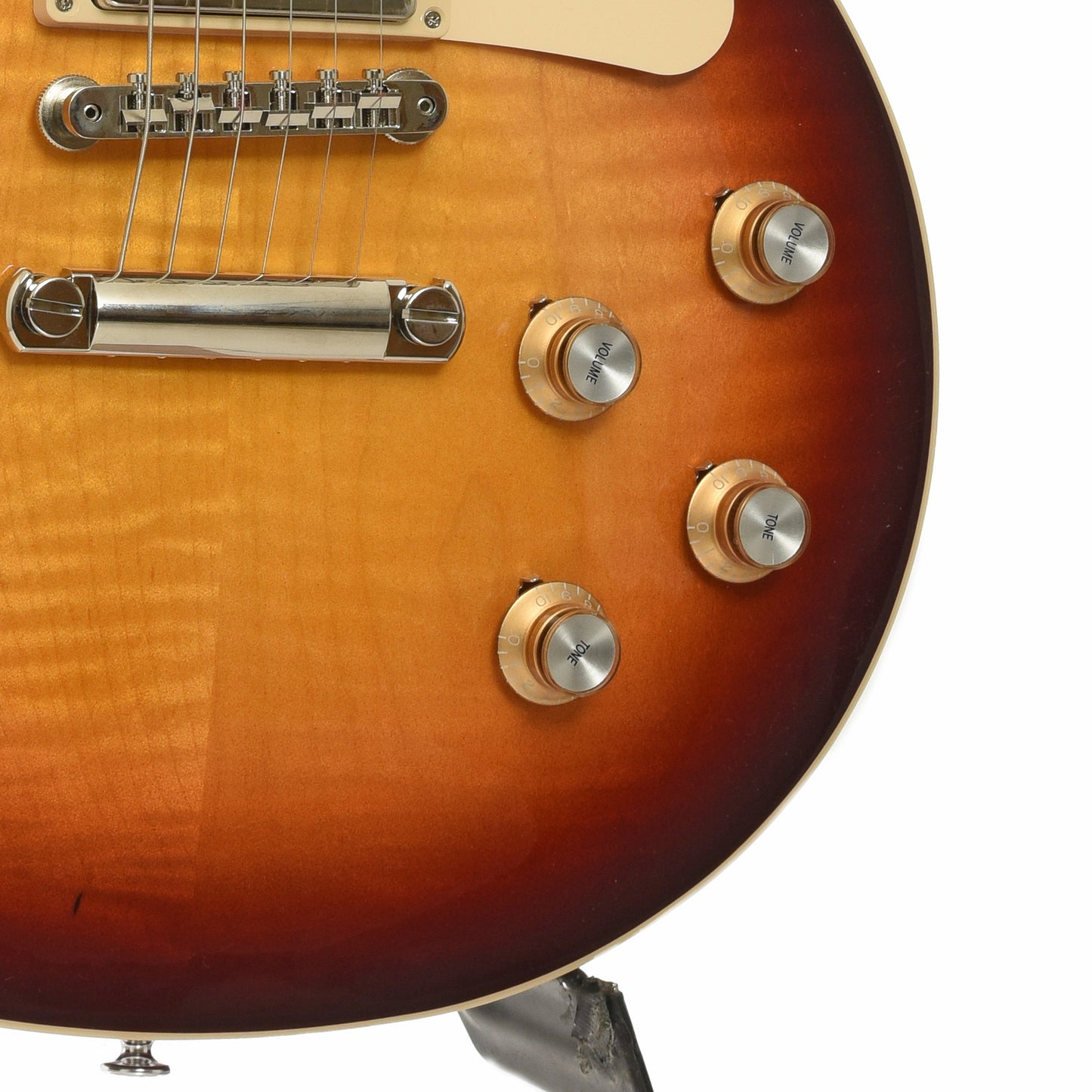 Bridge and controls of Gibson Les Paul Standard 60s Figured Electric Guitar