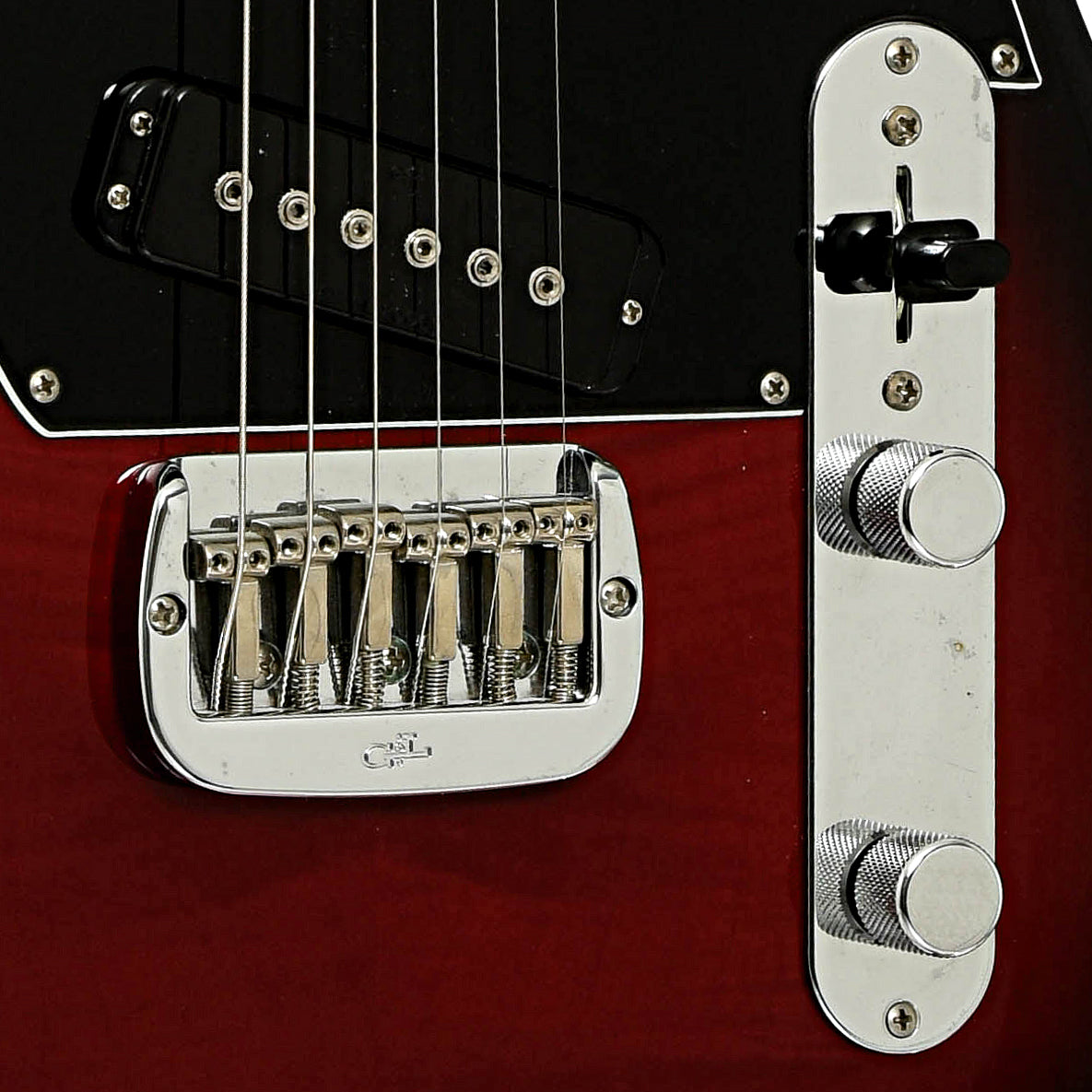 Bridge and controls of G&L ASAT Special Electric Guitar