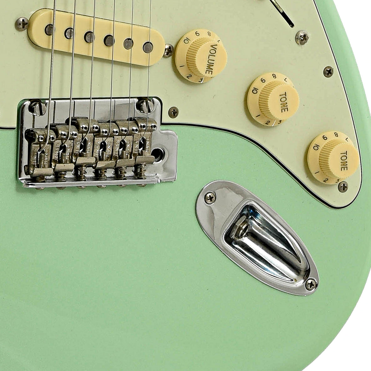 Bridge and controls of Fender Player Stratocaster Limited Edition Electric Guitar