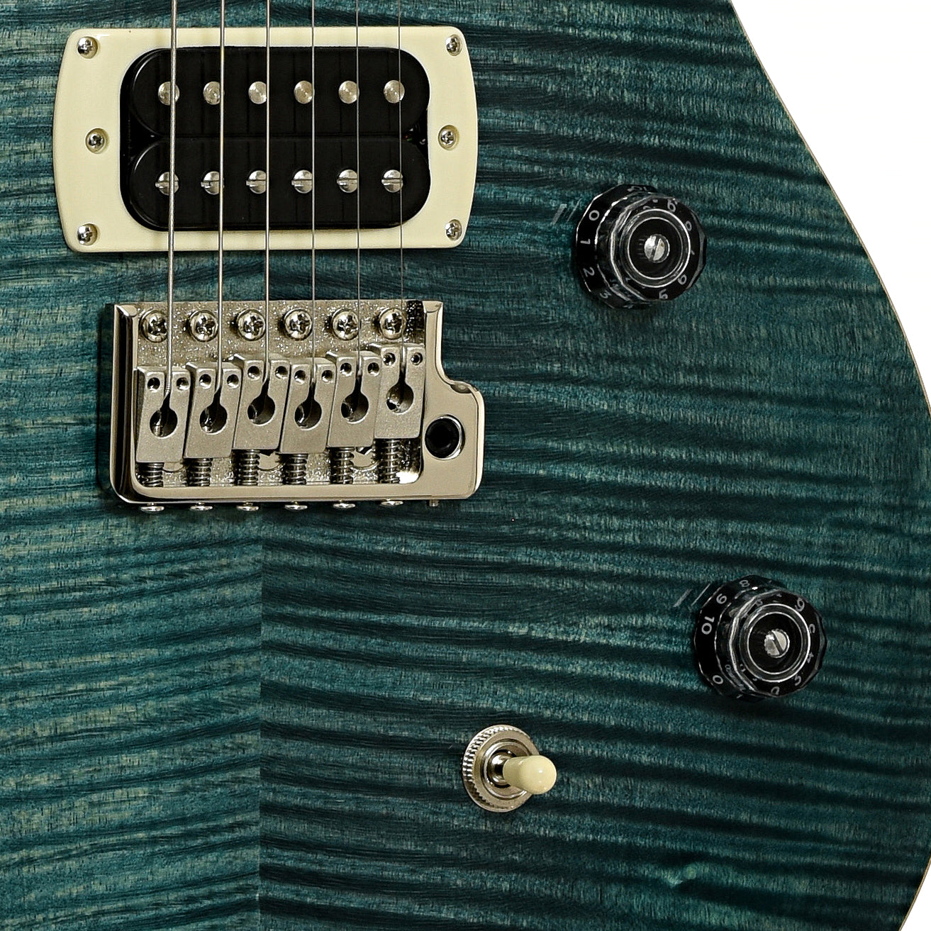 Bridge and controls of PRS SE CE24 Electric Guitar, Slate Blue